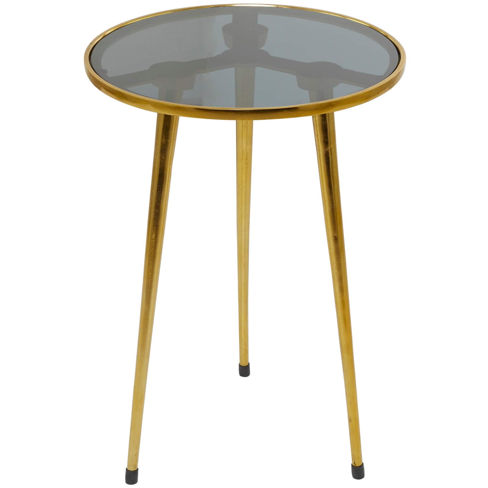 22&#x22; Aluminum Tripod Legs Accent Table with Shaded Glass Top