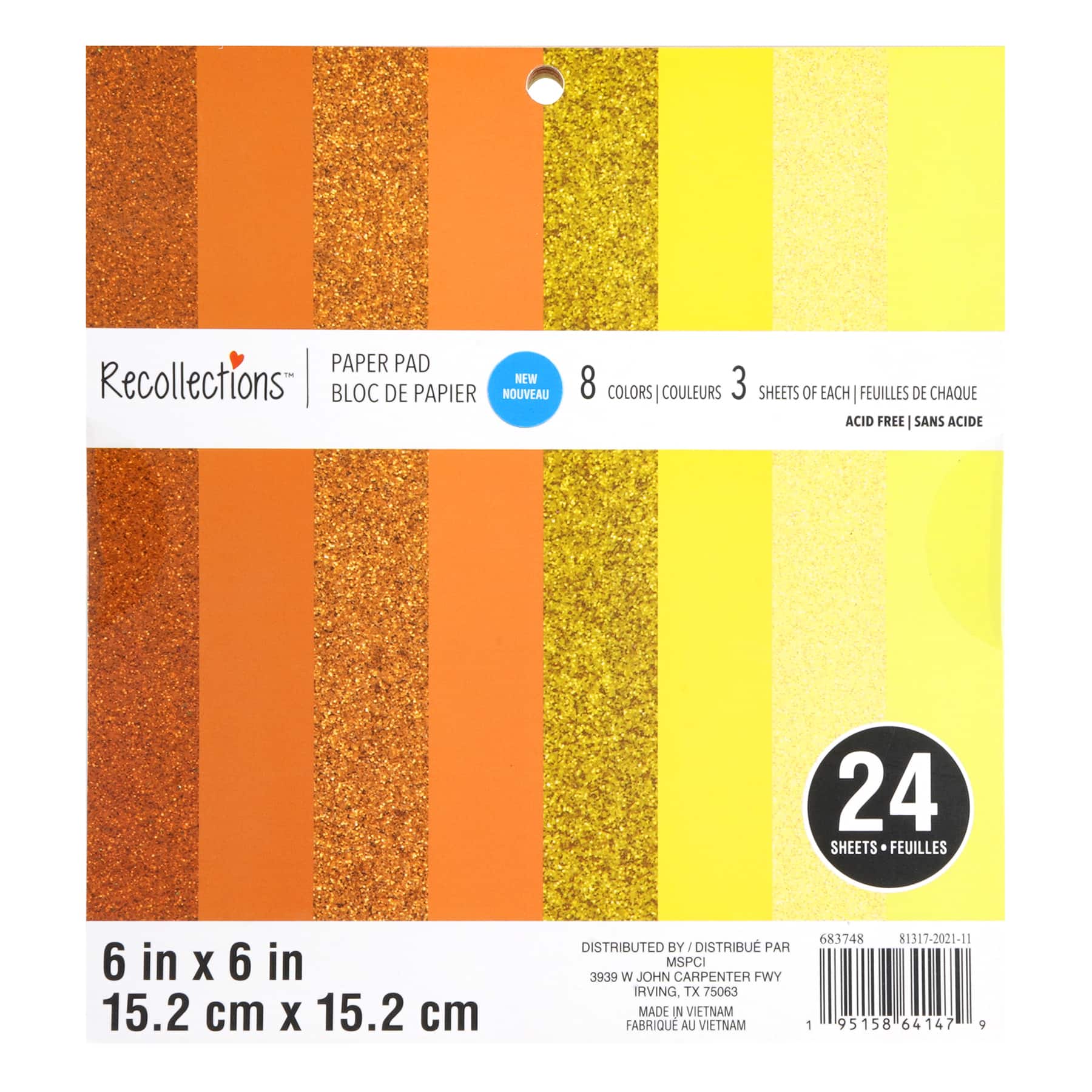 Orange &#x26; Yellow Paper Pad by Recollections&#x2122;, 6&#x22; x 6&#x22;