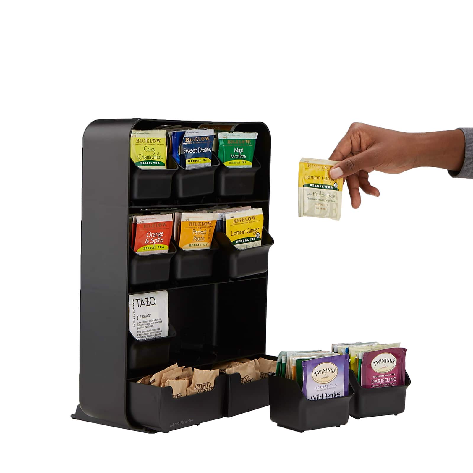 Mind Reader Black Tea Bag holder and Condiment Organizer