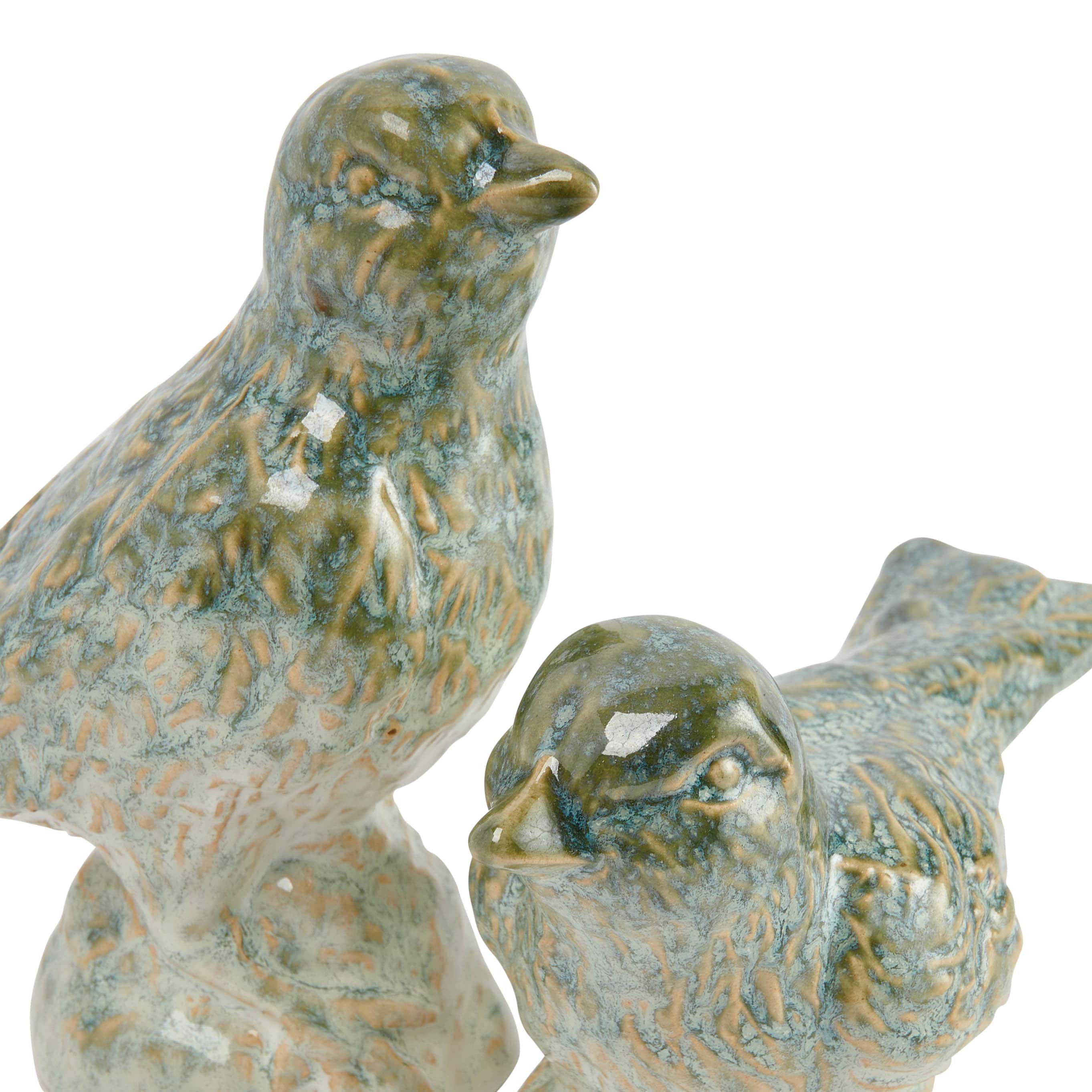 Hello Honey® Green Debossed Ceramic Bird Figurines Set