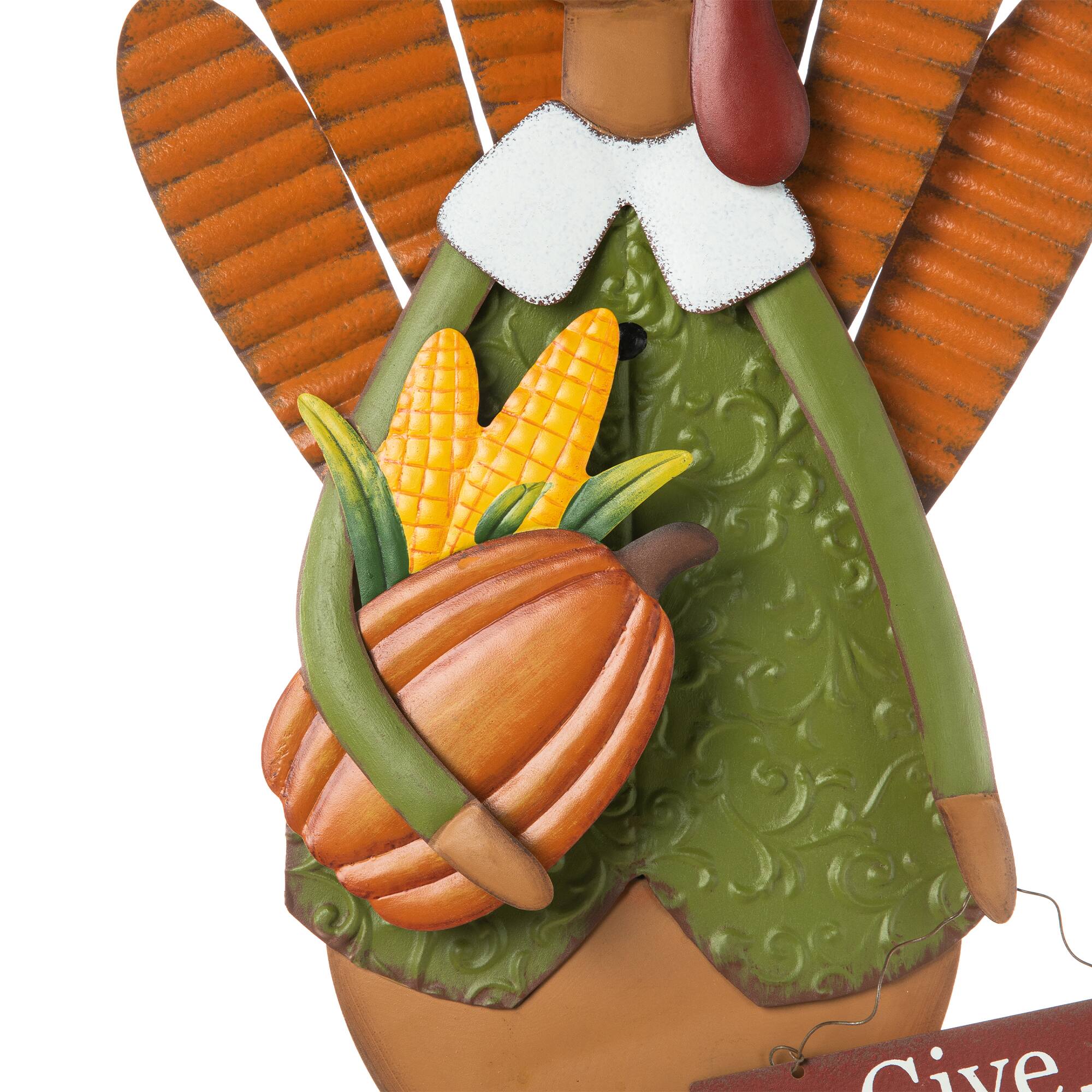 Glitzhome® 36" Thanksgiving Metal Turkey Standing Or Hanging Yard Stake
