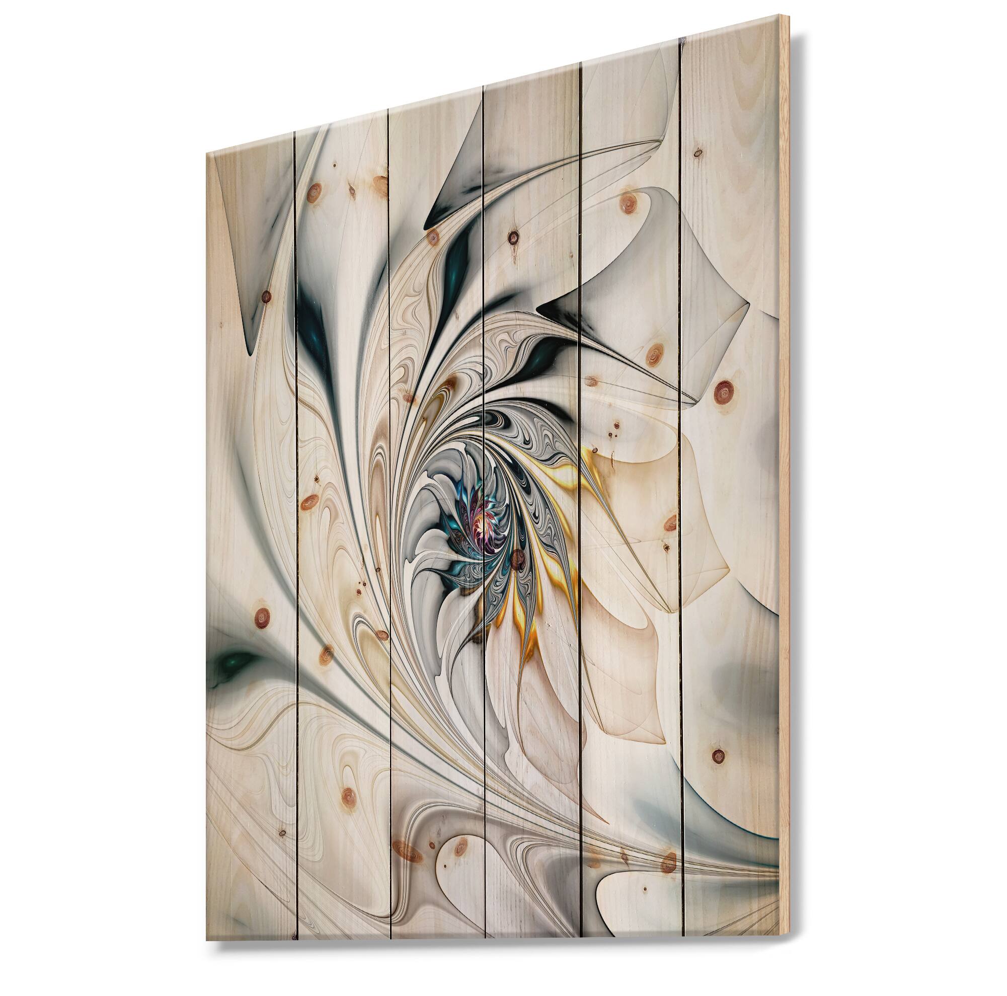 Designart - White Stained Glass Floral Art