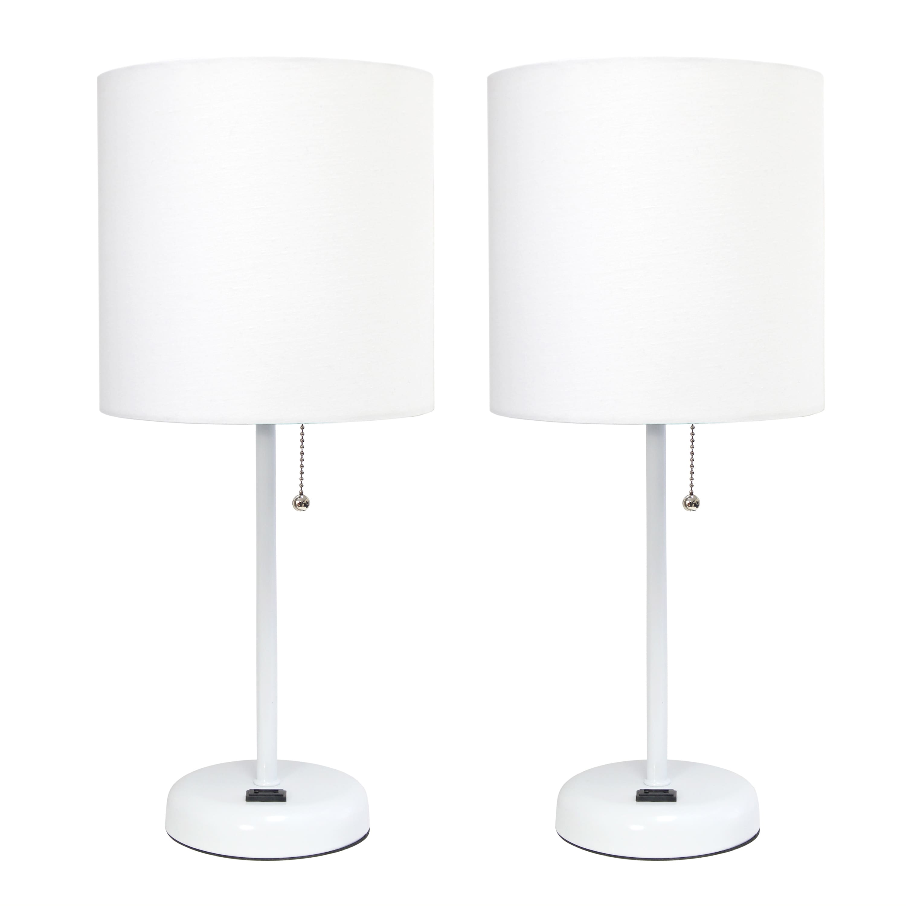 LimeLights White Base Lamp with Charging Outlet