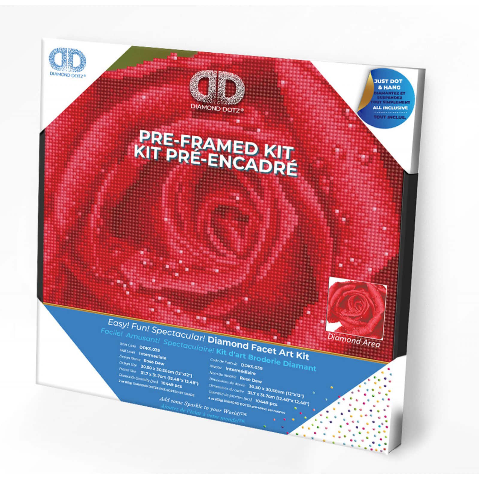 Diamond Dotz&#xAE; Intermediate Rose Dew with Frame Diamond Painting Kit