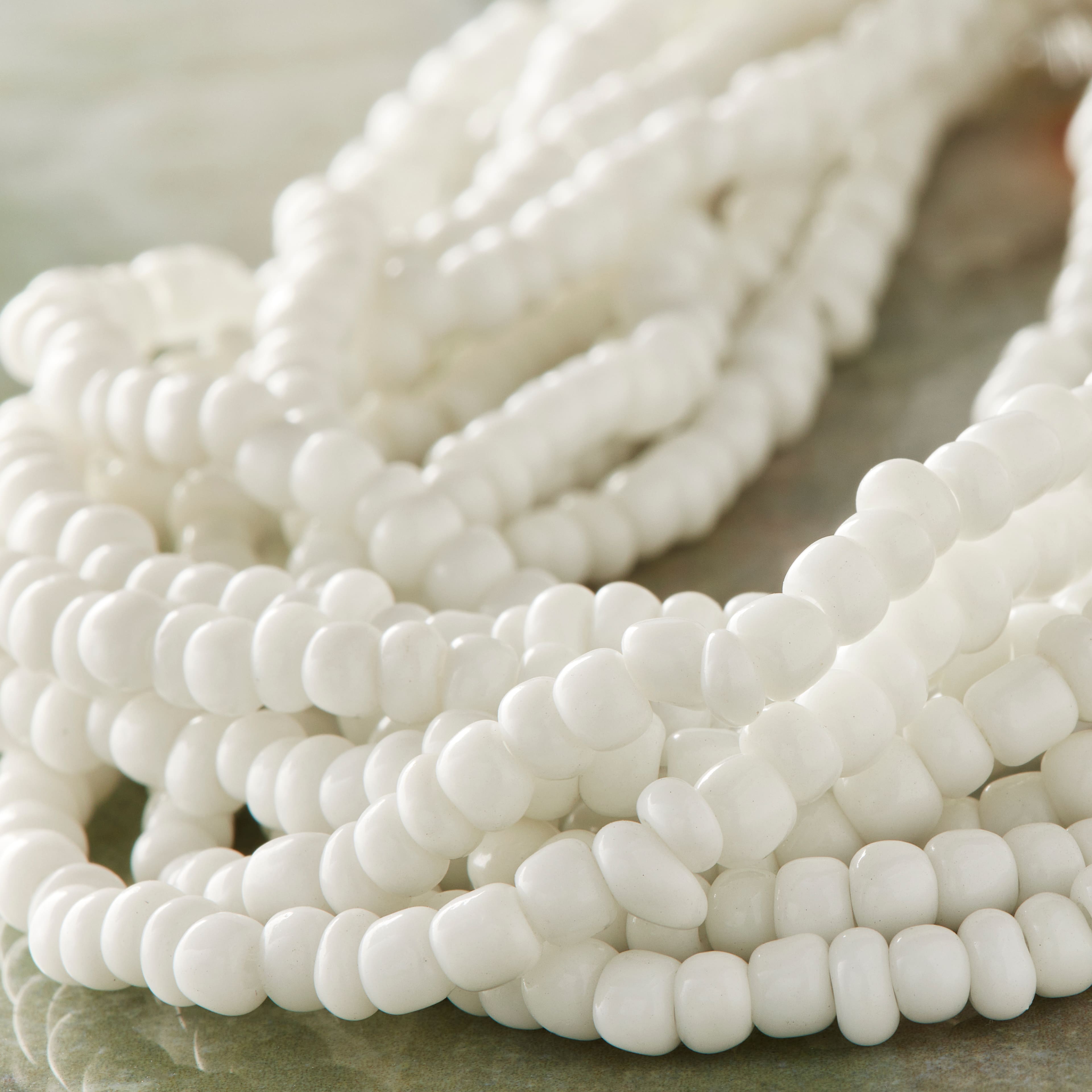 White Glass Rondelle Seed Beads, 6/0 by Bead Landing™