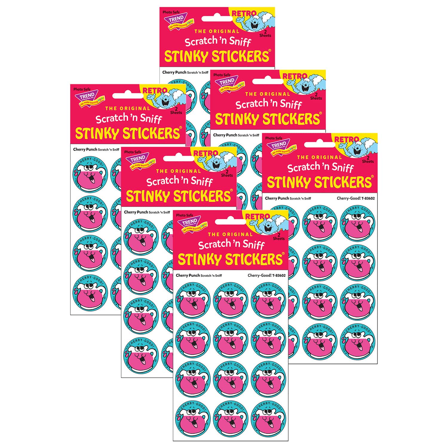 TREND Enterprises® Cherry-Good! Cherry Punch Scented Stickers, 6 Packs of 24