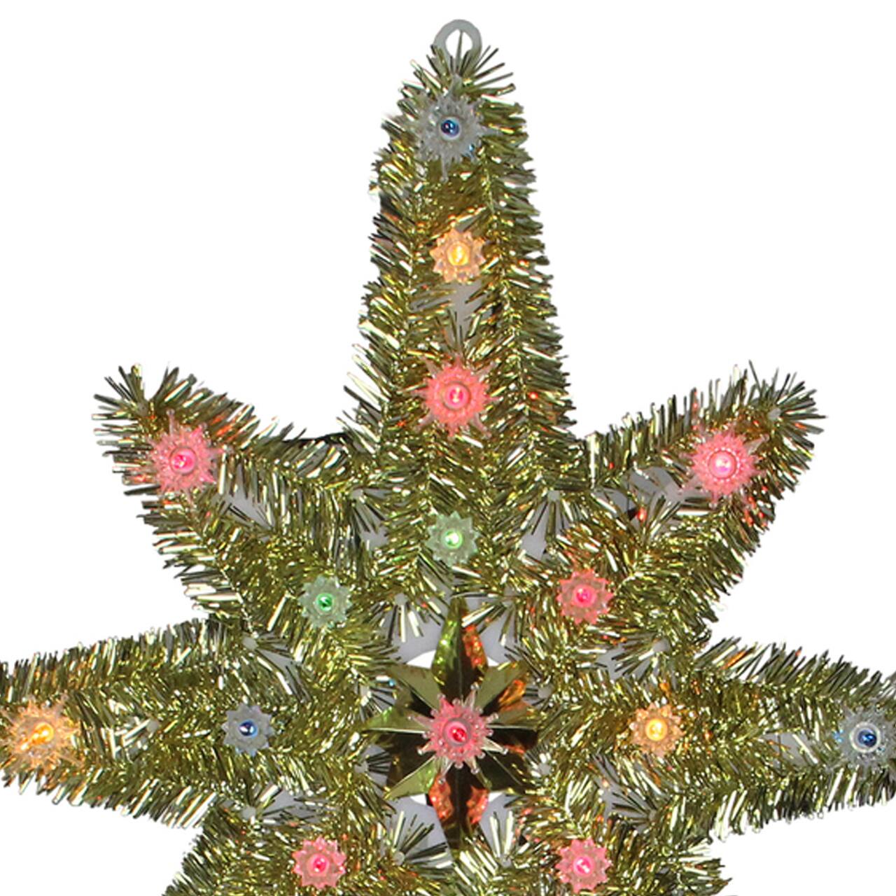 21&#x22; Lighted Gold Star of Bethlehem Christmas Tree Topper - Multicolor Lights