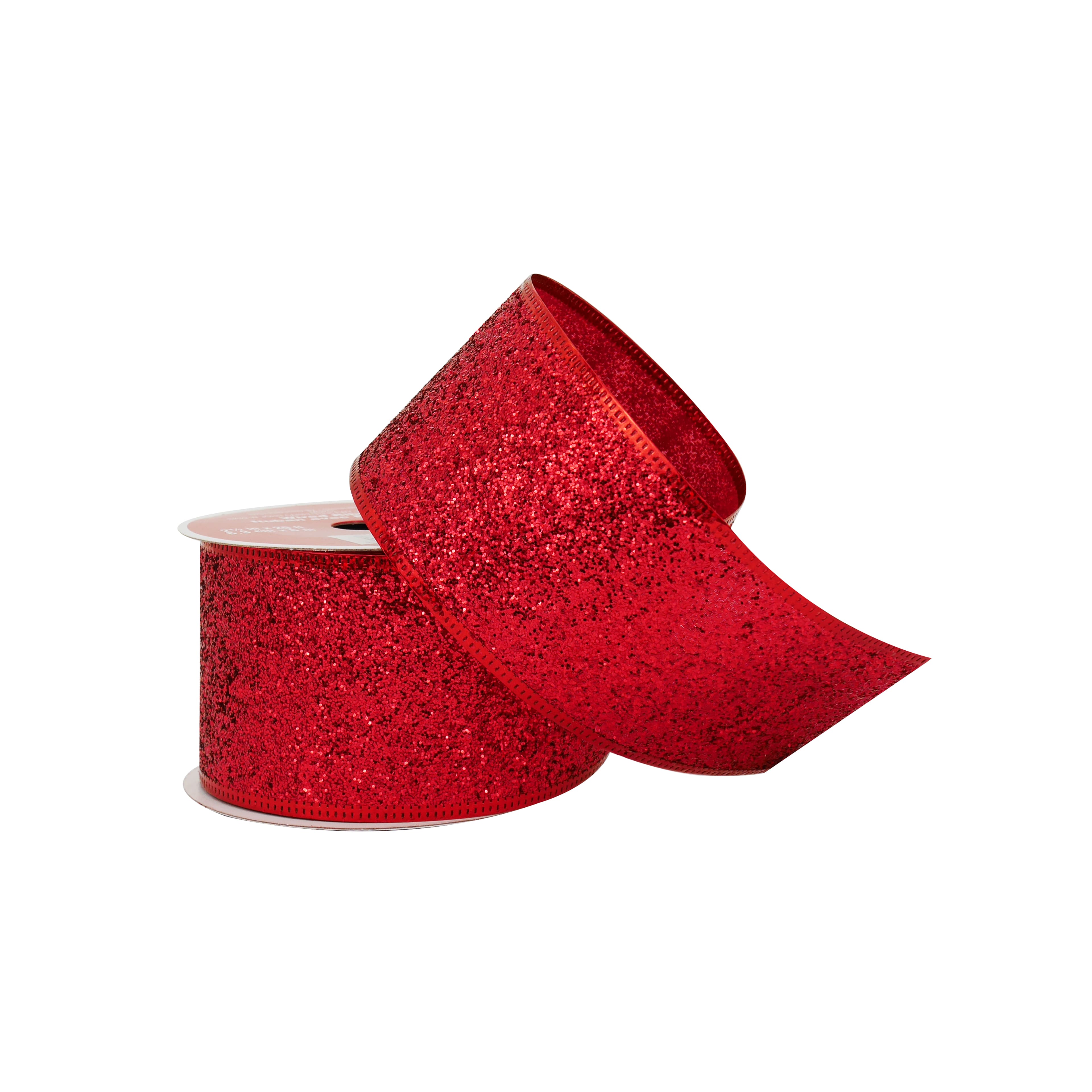 2.5" x 20ft. Red Glitter Wired Ribbon by Celebrate It®