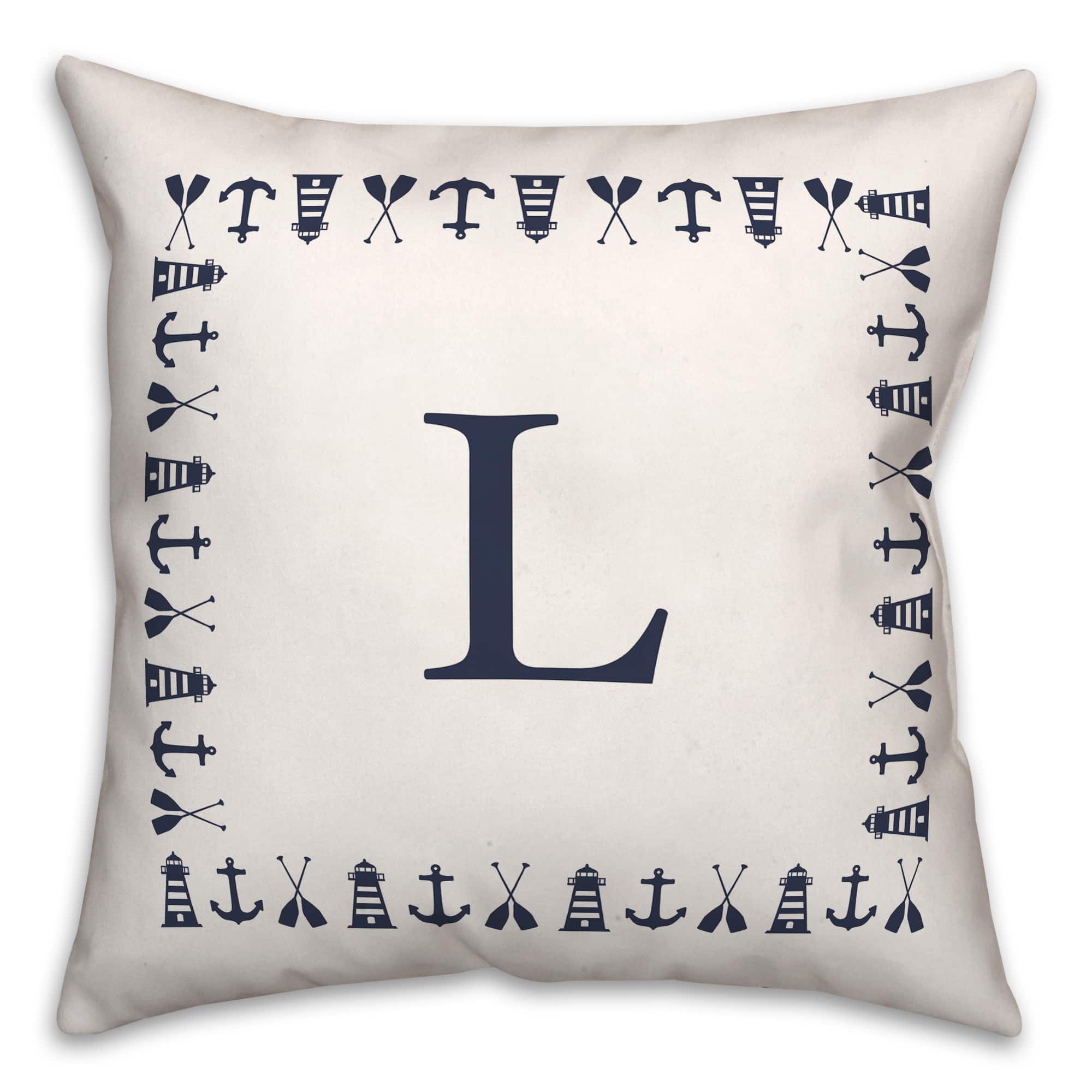 Nautical Monogram Throw Pillow