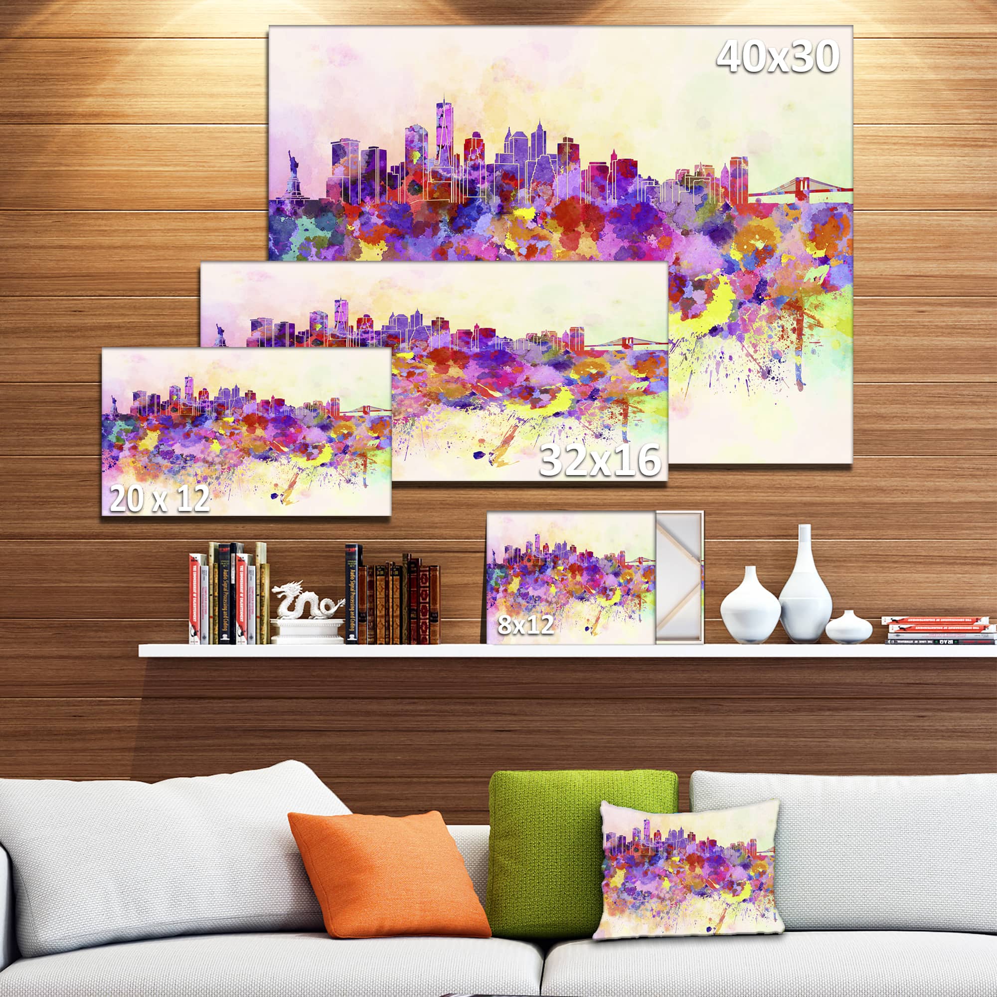 Designart - Purple New York Skyline - Cityscape Canvas Art Print