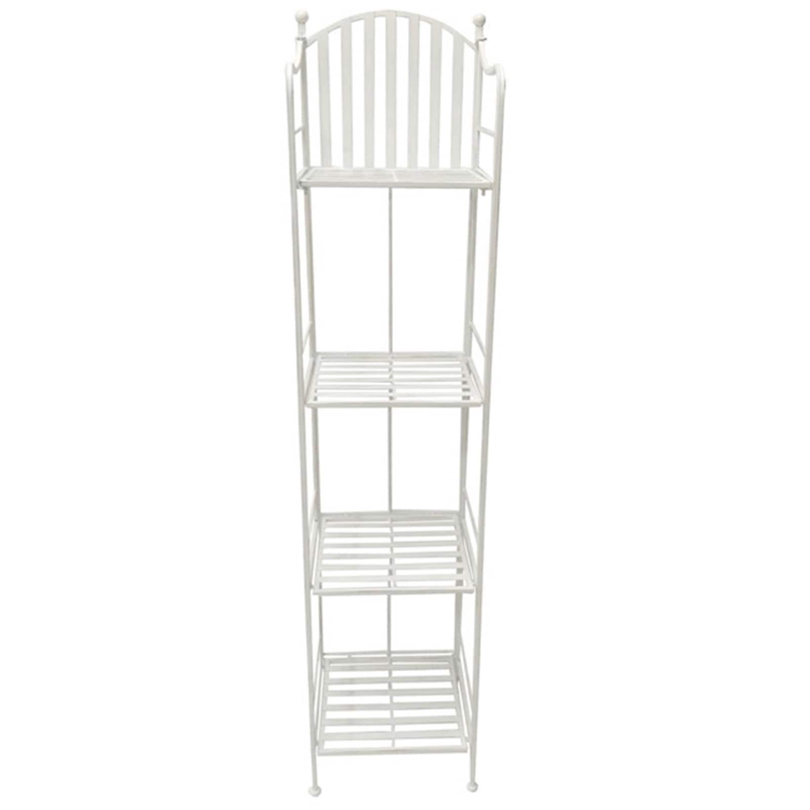 Santa's Workshop 60" Antique White Iron 4-Tier Shelf