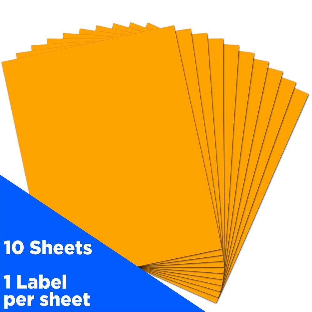 JAM Paper Neon Orange Full Sheet Shipping Labels, 8.5" x 11"