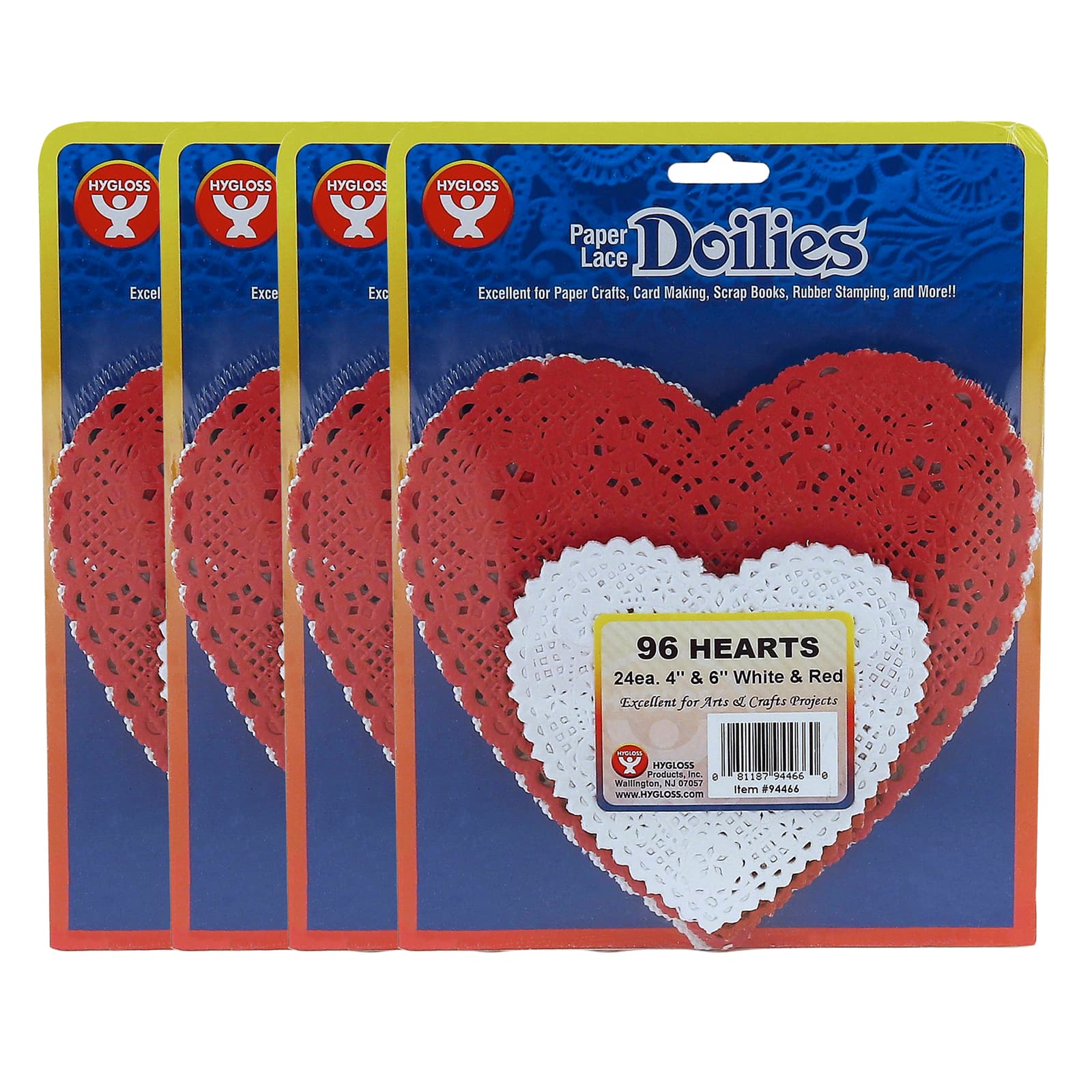 Hygloss Products Heart Doilies 6 Inch Red Foil Doily for Crafts 18 Pack Table Settings Made In USA 26529 