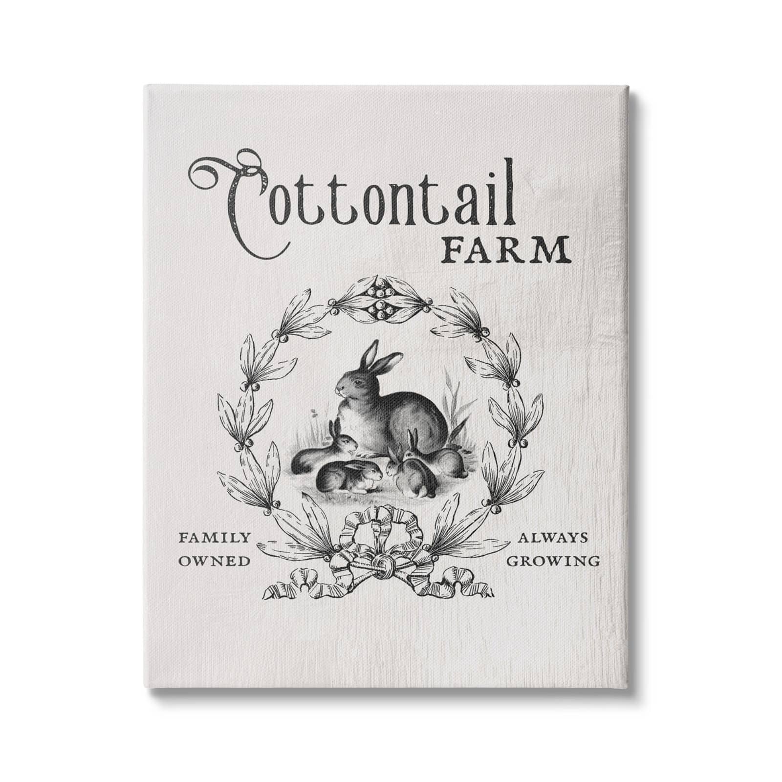 Stupell Industries Cottontail Farm Vintage Advertisement Rabbit Family Country Illustration Canvas Wall Art