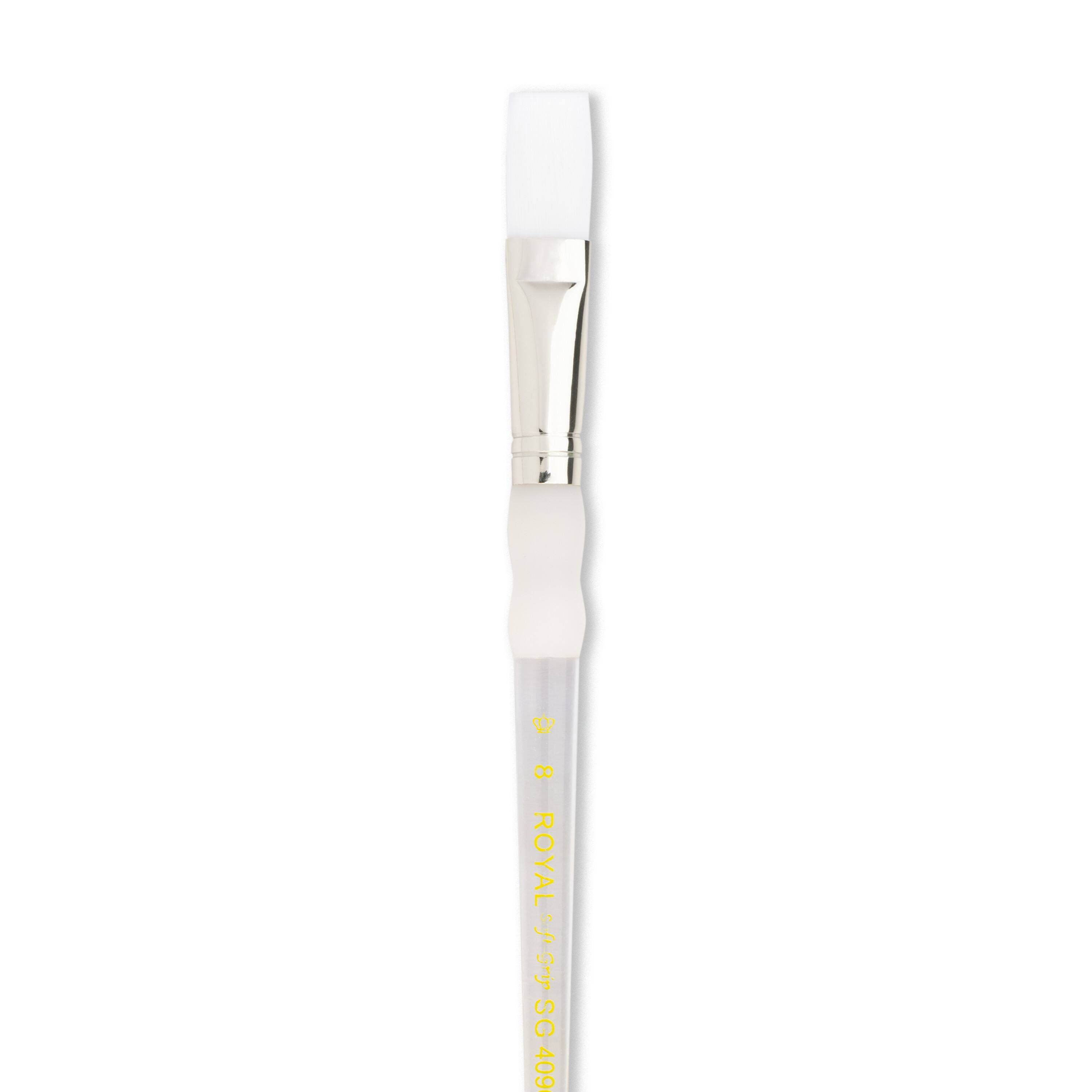 Soft-Grip Series 4090 White Taklon Flat Brush, Size 8