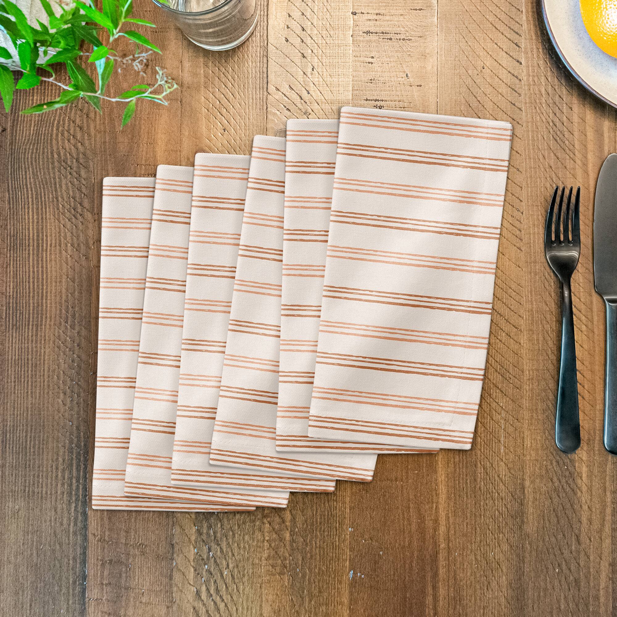 Rust Loose Lines 10" x 10" Cotton Twill Napkin