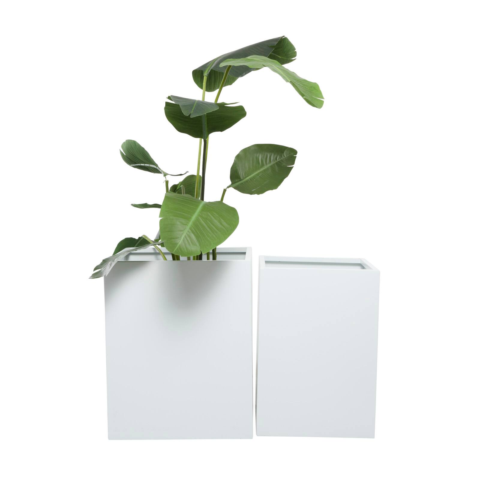White Modern Planter, Set of 2" 17", 14"