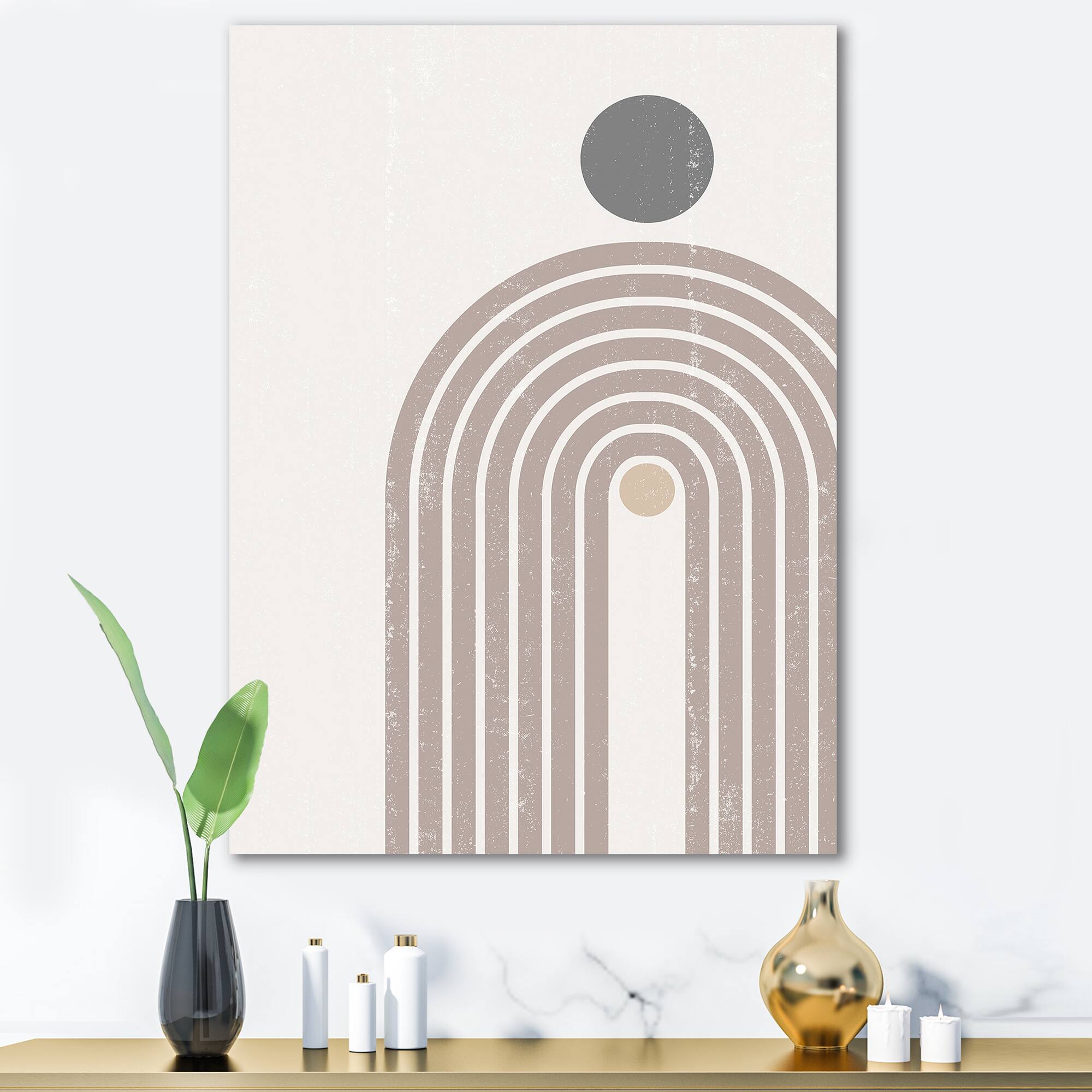 Designart - Abstract Rainbow Sun and Moon In Earth Tones I