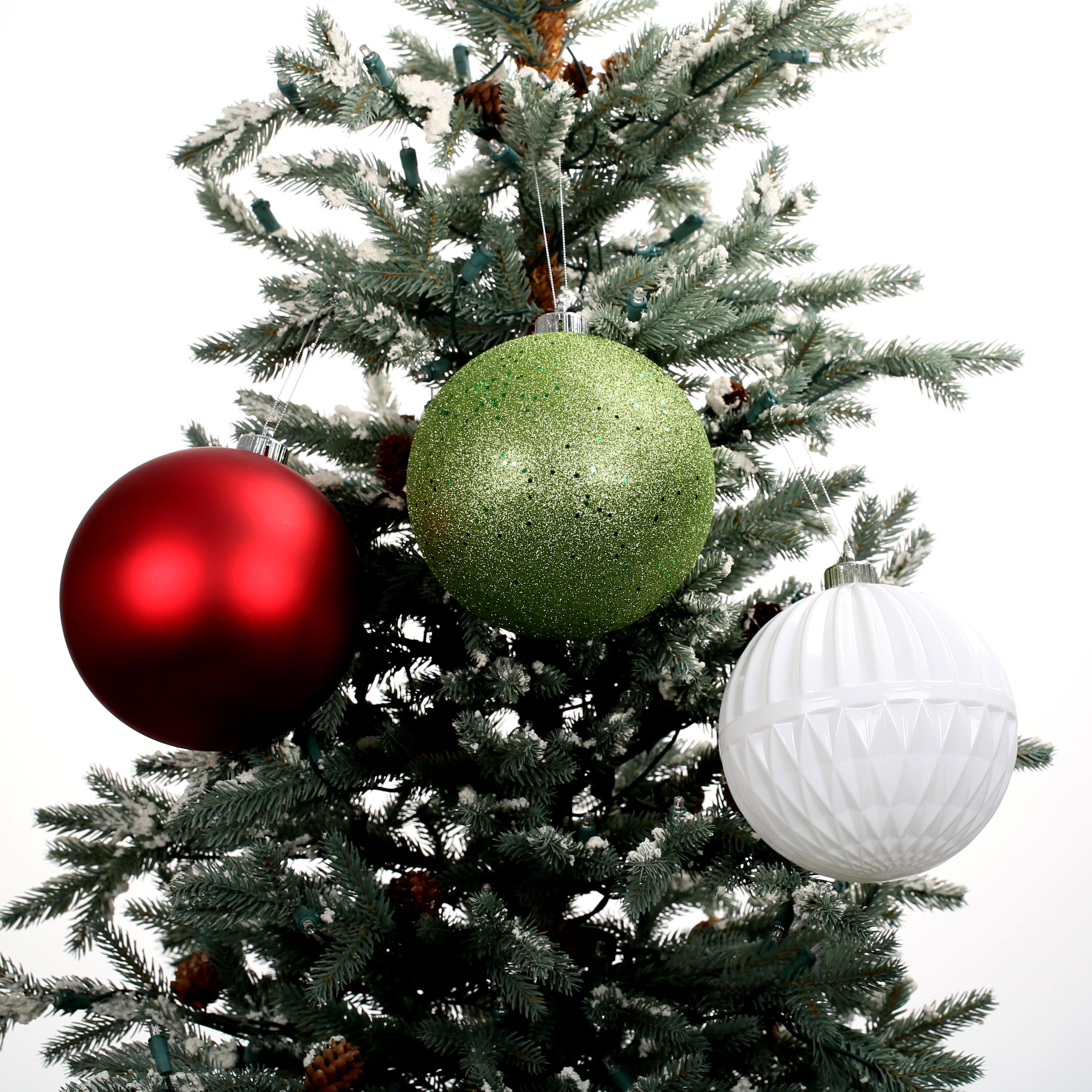 6 Pack 6&#x22; Red, White &#x26; Green Shatterproof Ball Ornaments by Ashland&#xAE;