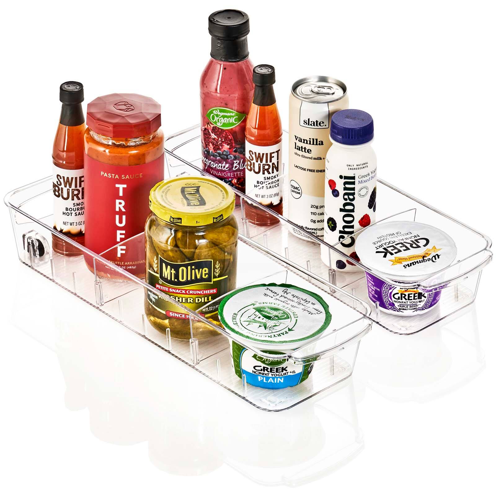 Sorbus Small Clear Organizing Bins on Wheels with Removable Dividers, 2ct.