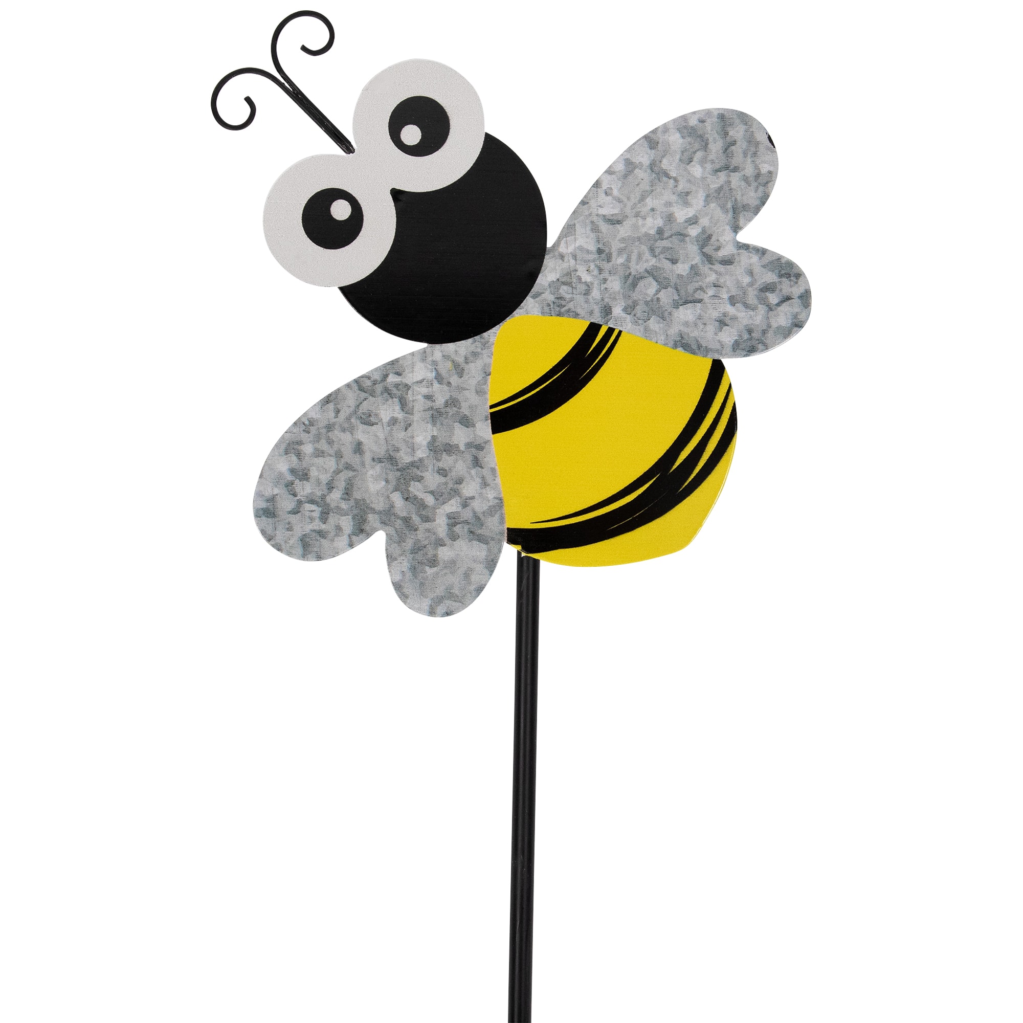 23&#x22; Black &#x26; Yellow Bee Metal Garden Stake 