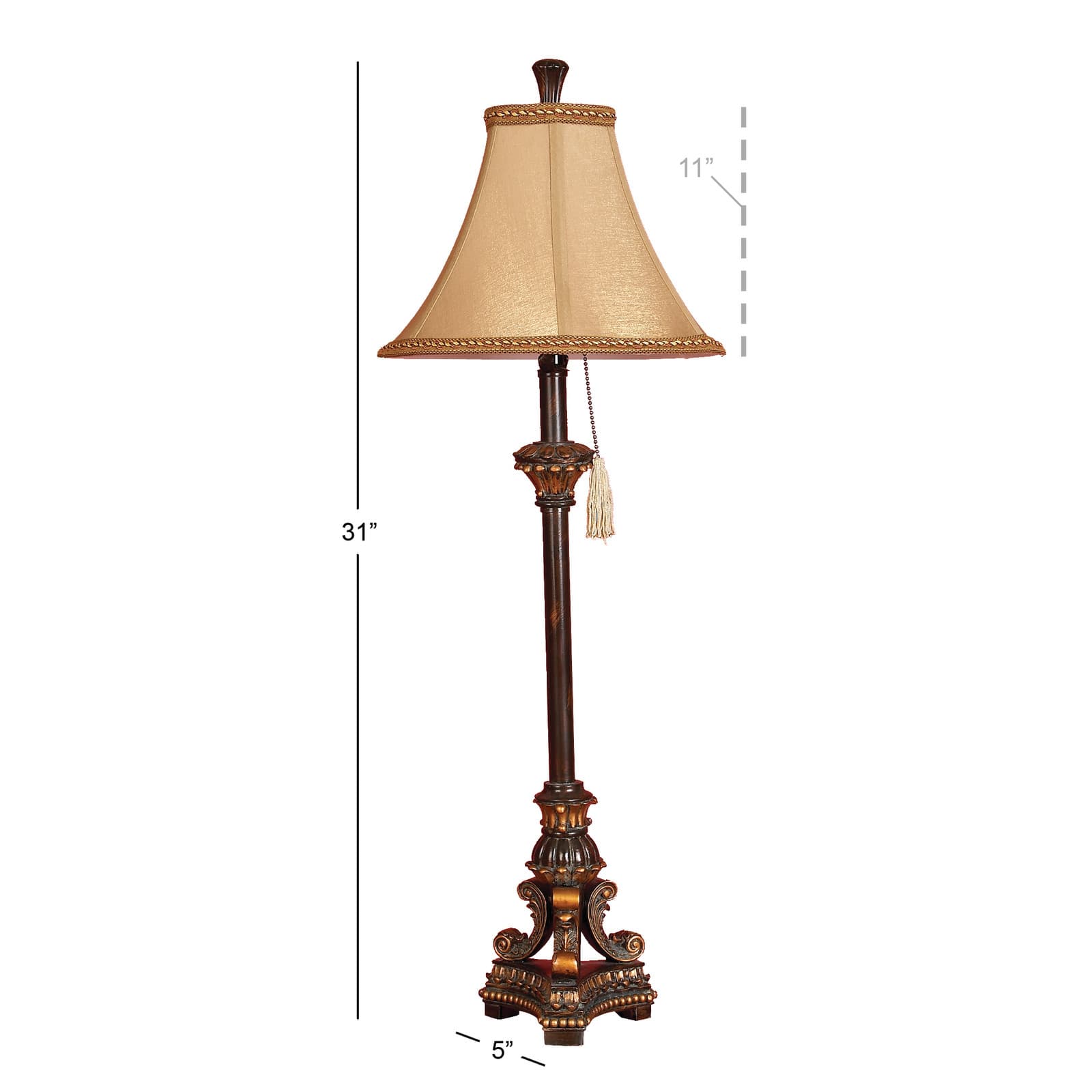 31&#x22; Antique Bronze Polystone Tuscan Buffet Lamp