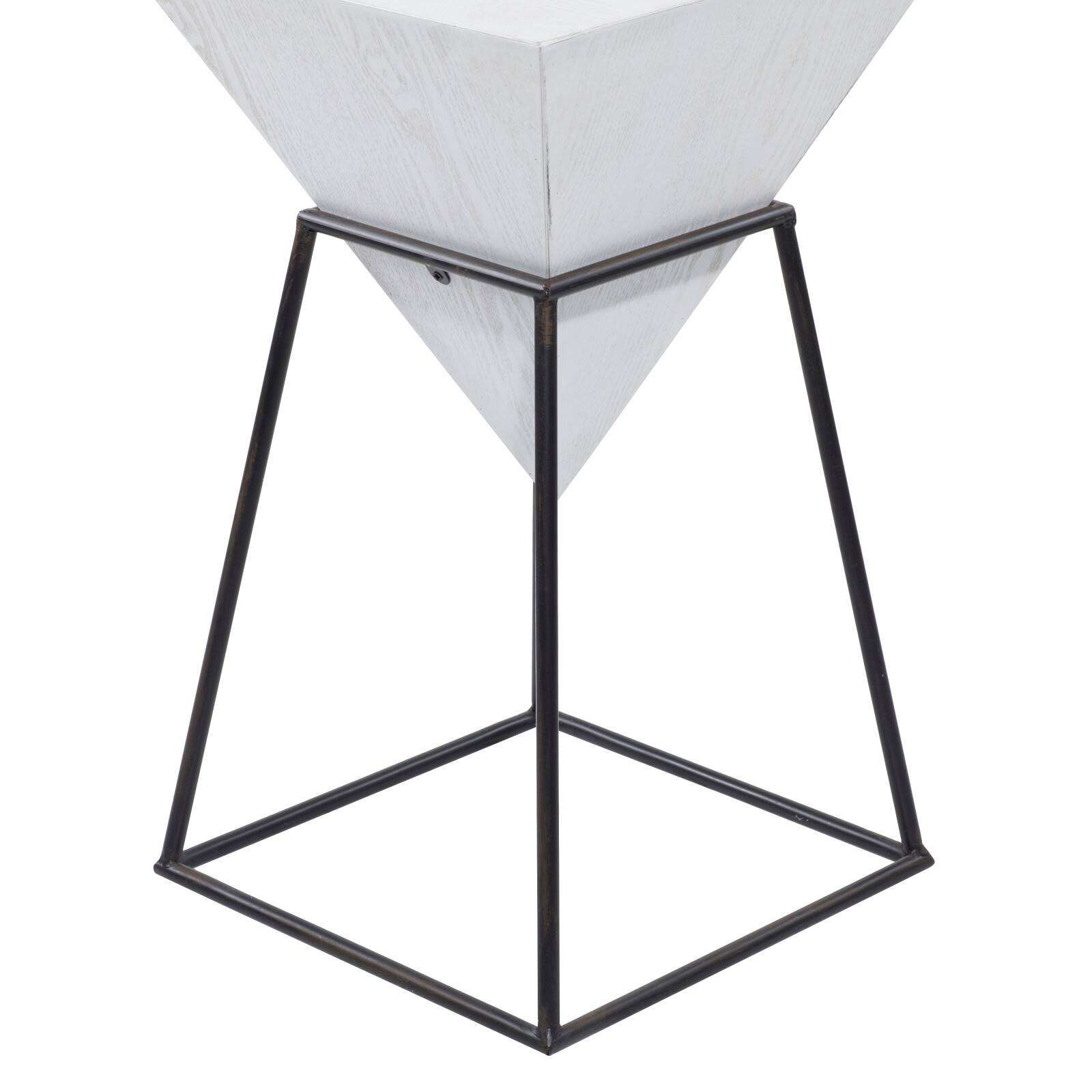 2ft. White Metal and Wood Modern Accent Table