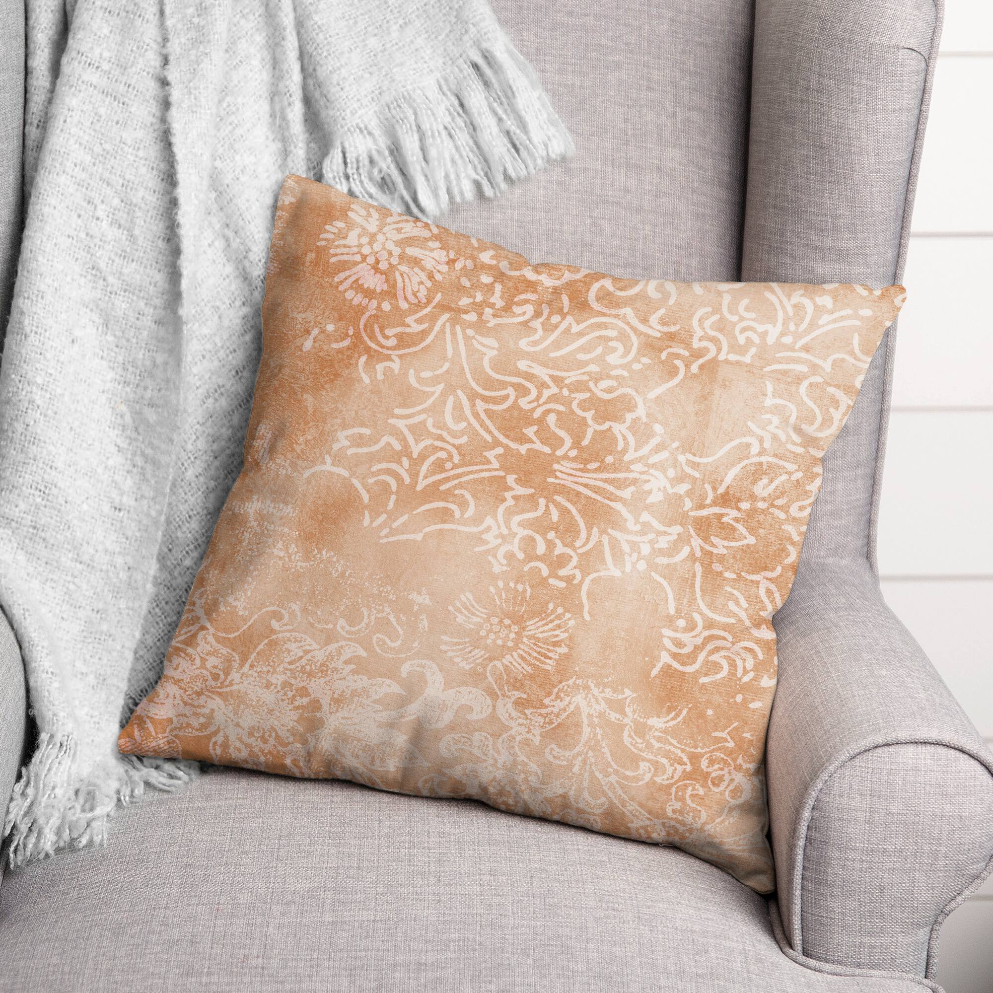 Rusty Floral Pattern Throw Pillow