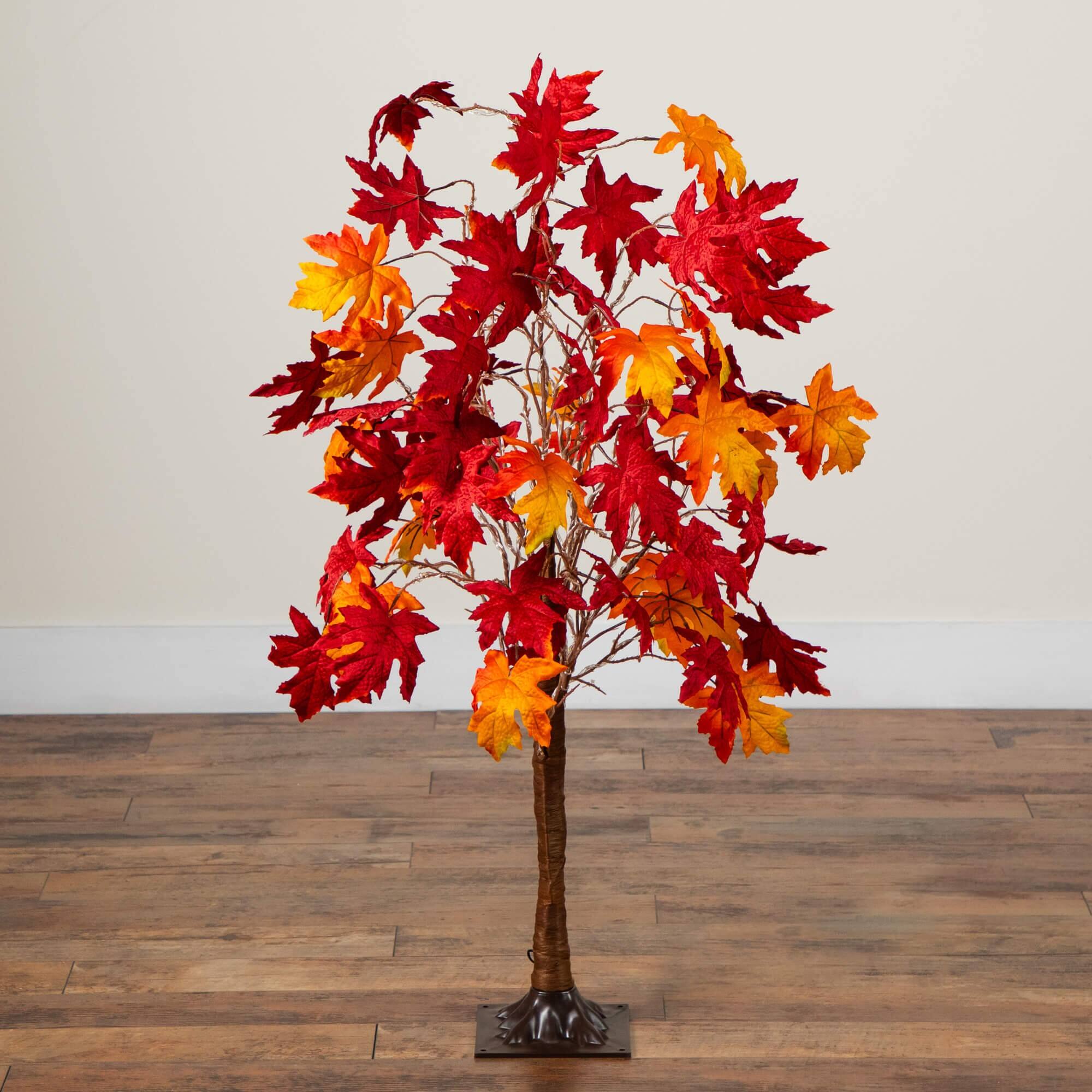 4ft. Pre-Lit Autumn Weeping Maple Artificial Fall Tree with 180 Warm White LED Lights