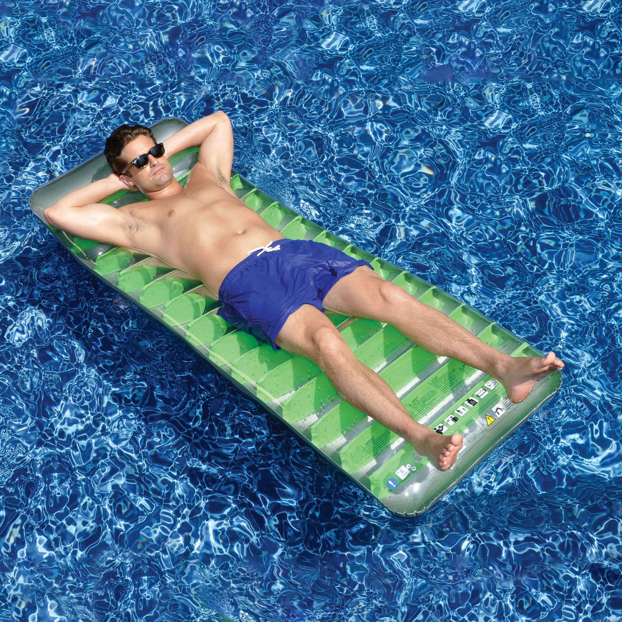 Swimline 6ft. Green &#x26; Gray Inflatable Sun Tanning Swimming Pool Mattress Raft