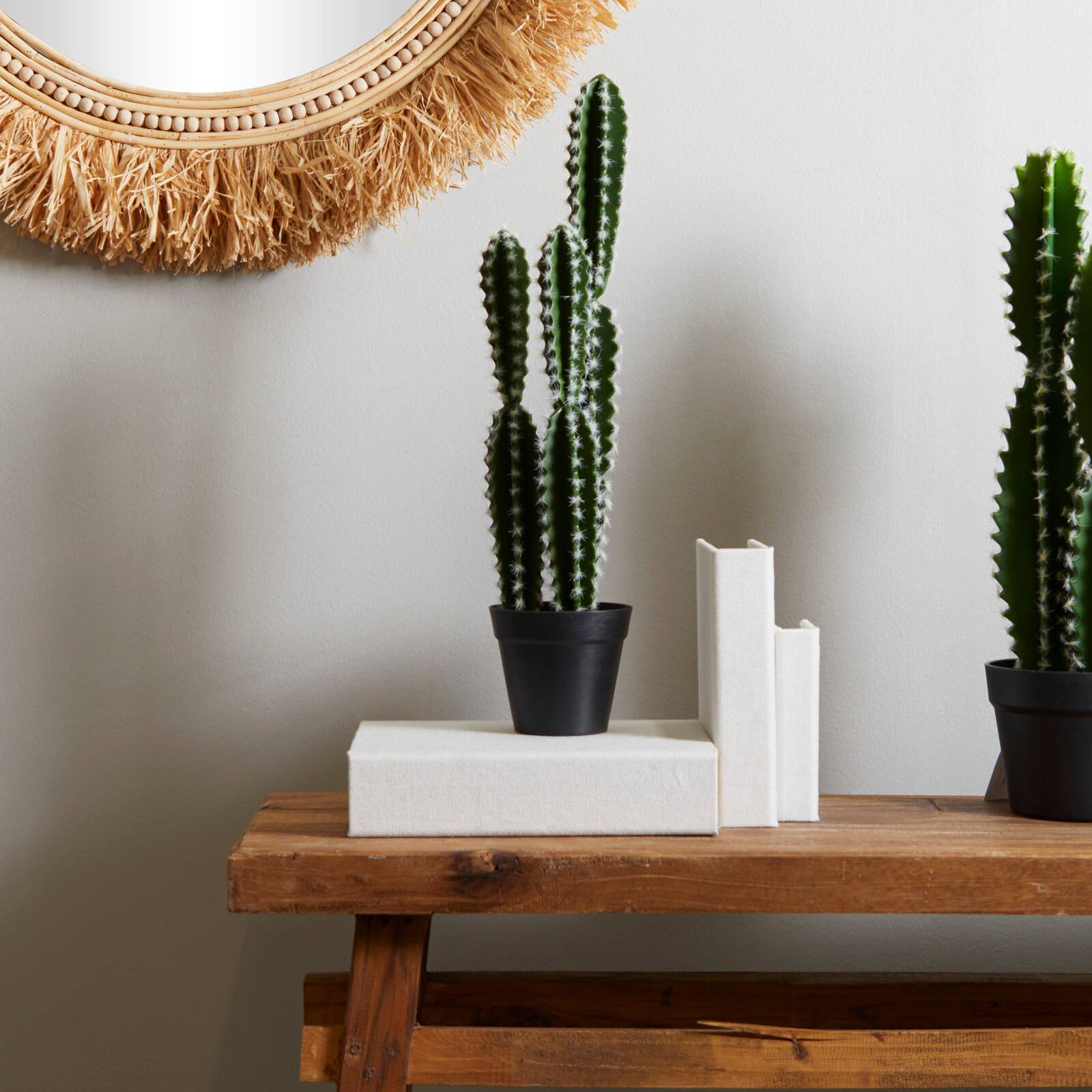The Novogratz 23&#x22; Green Faux Foliage Cactus Artificial Plant With Black Round Pot