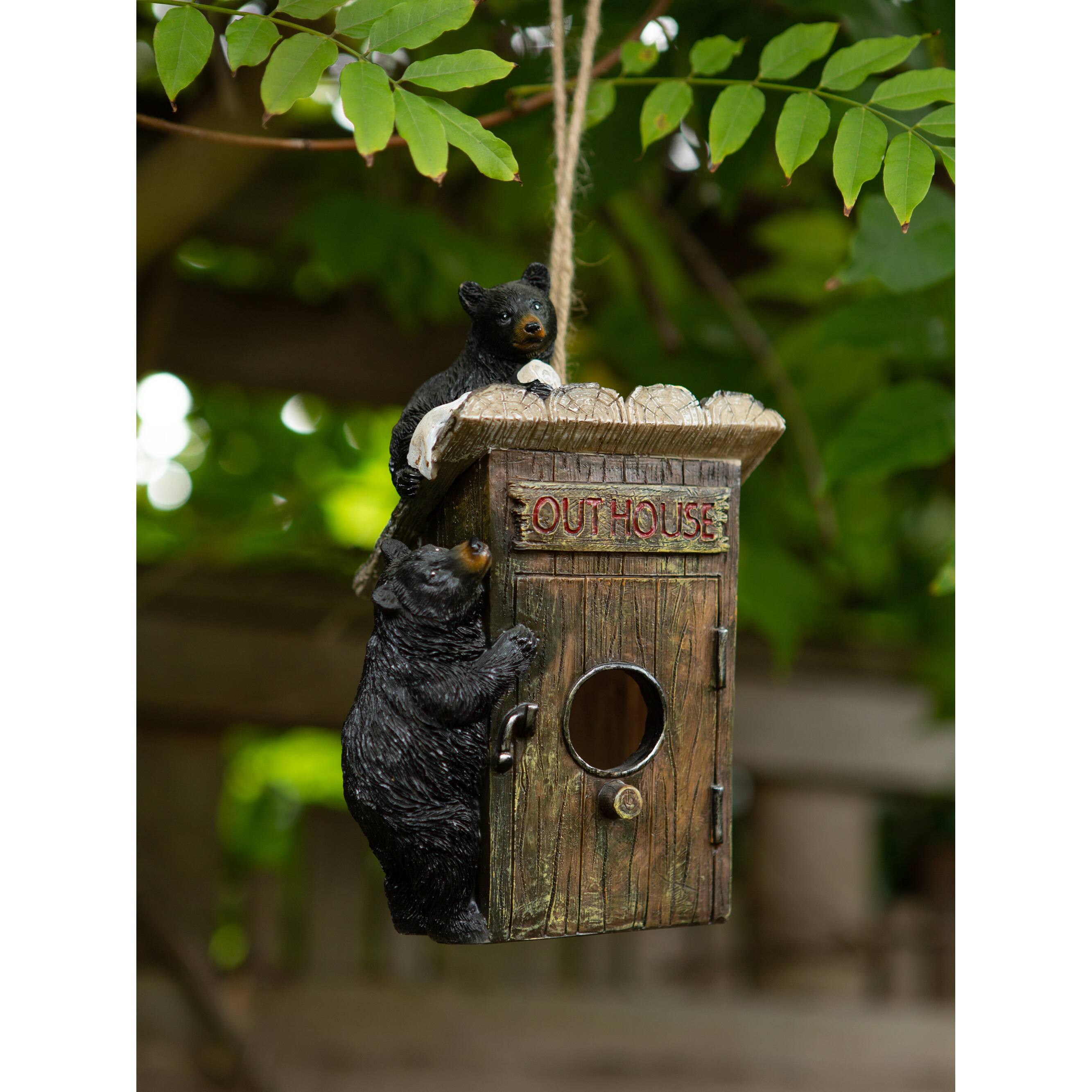 8.5&#x27;&#x27; Black Bear Outhouse Birdhouse 