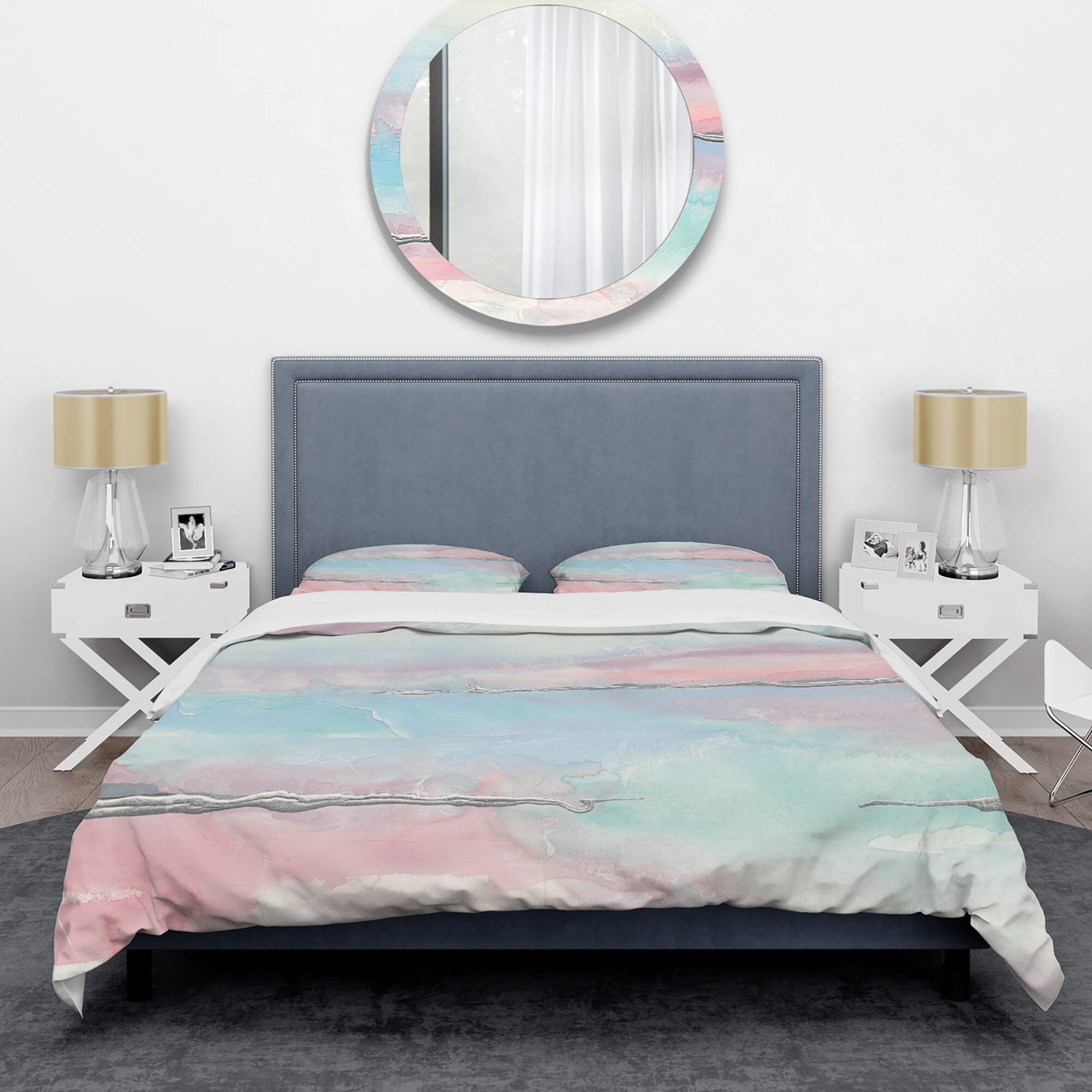 Designart &#x27;Metallic Shabby Pink II&#x27; Shabby Bedding Set - Duvet Cover &#x26; Shams