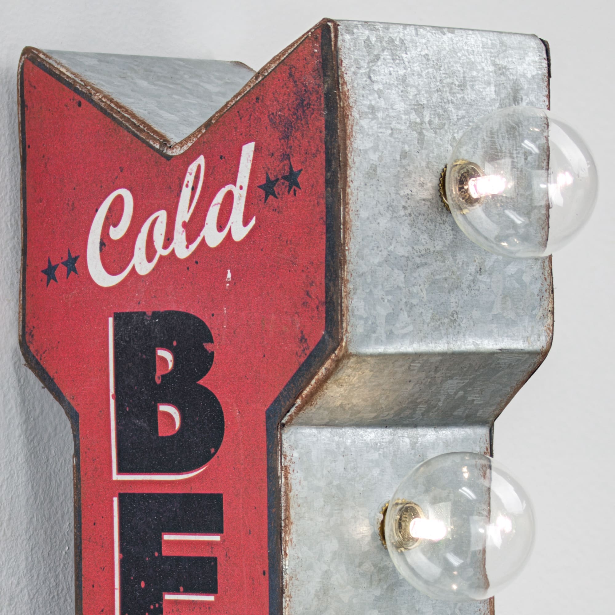Cold Beer On Tap Vintage Mini Metal LED Marquee Arrow Wall Sign