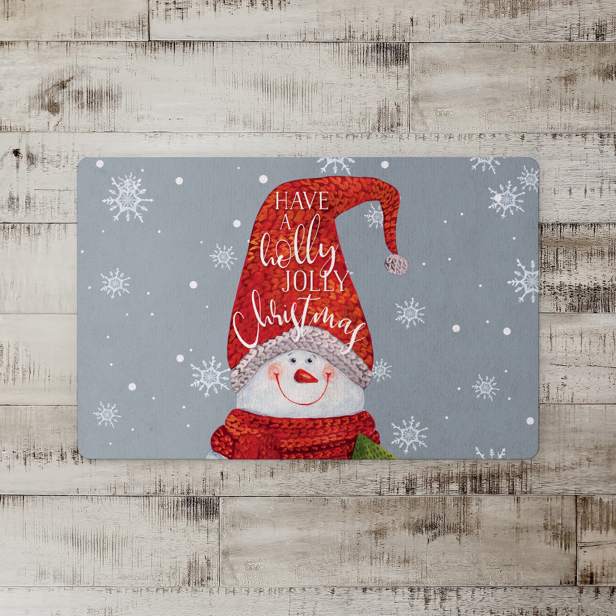 Holly Jolly Snowman Floor Mat