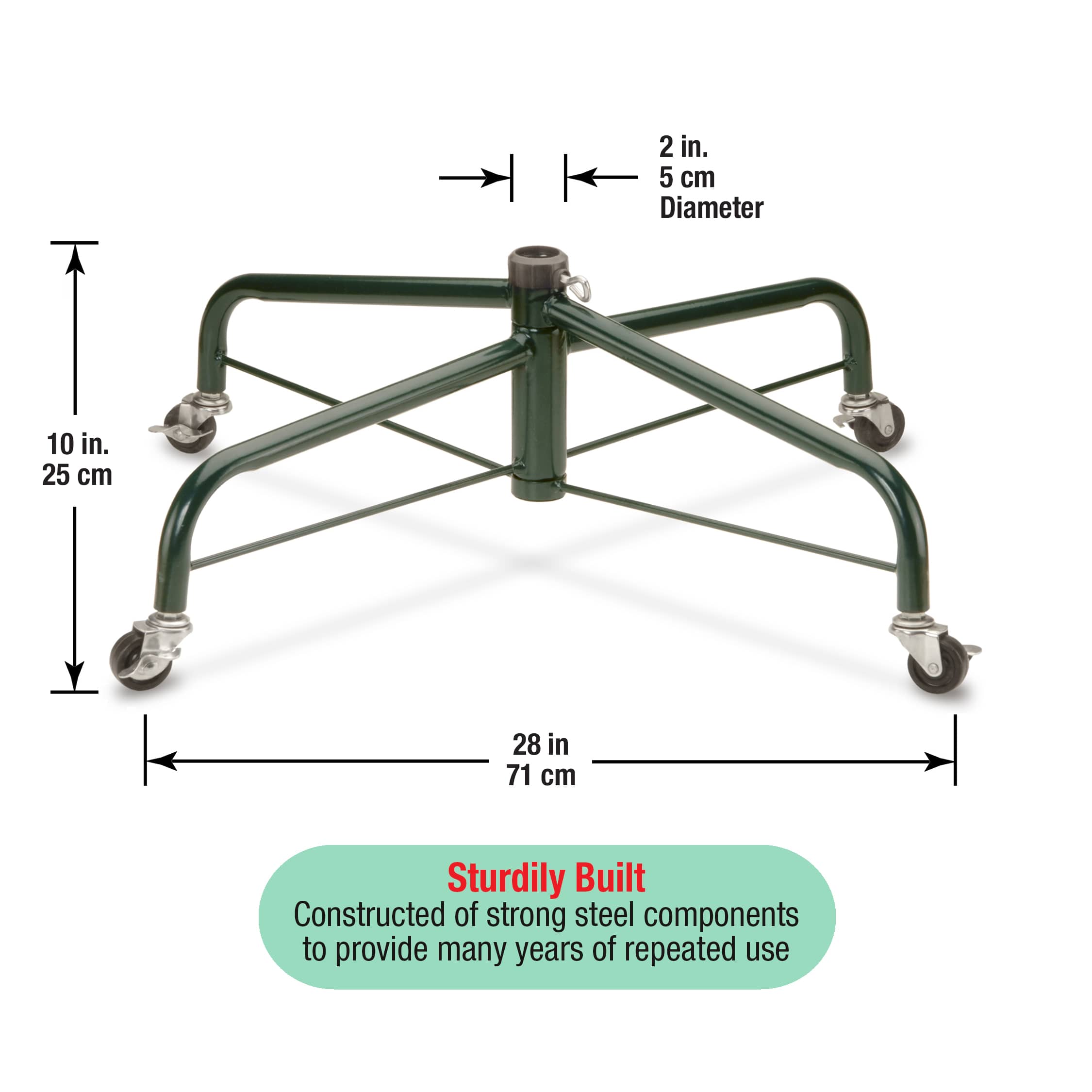 National Tree Company® 28" Folding Tree Stand With Rolling Wheels, 1.25" Pole