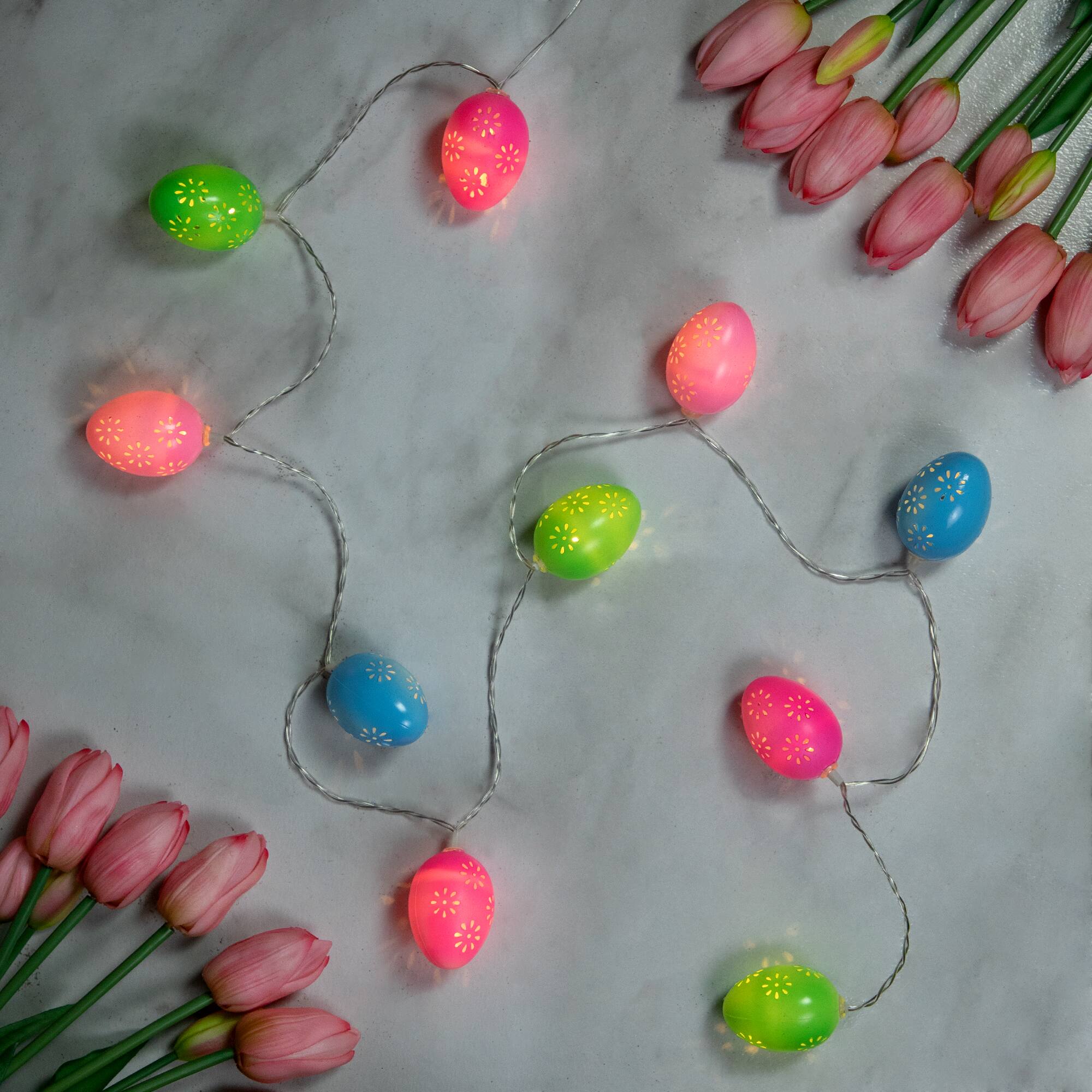 10ct. Multicolor Easter Egg LED String Lights with Clear Wire