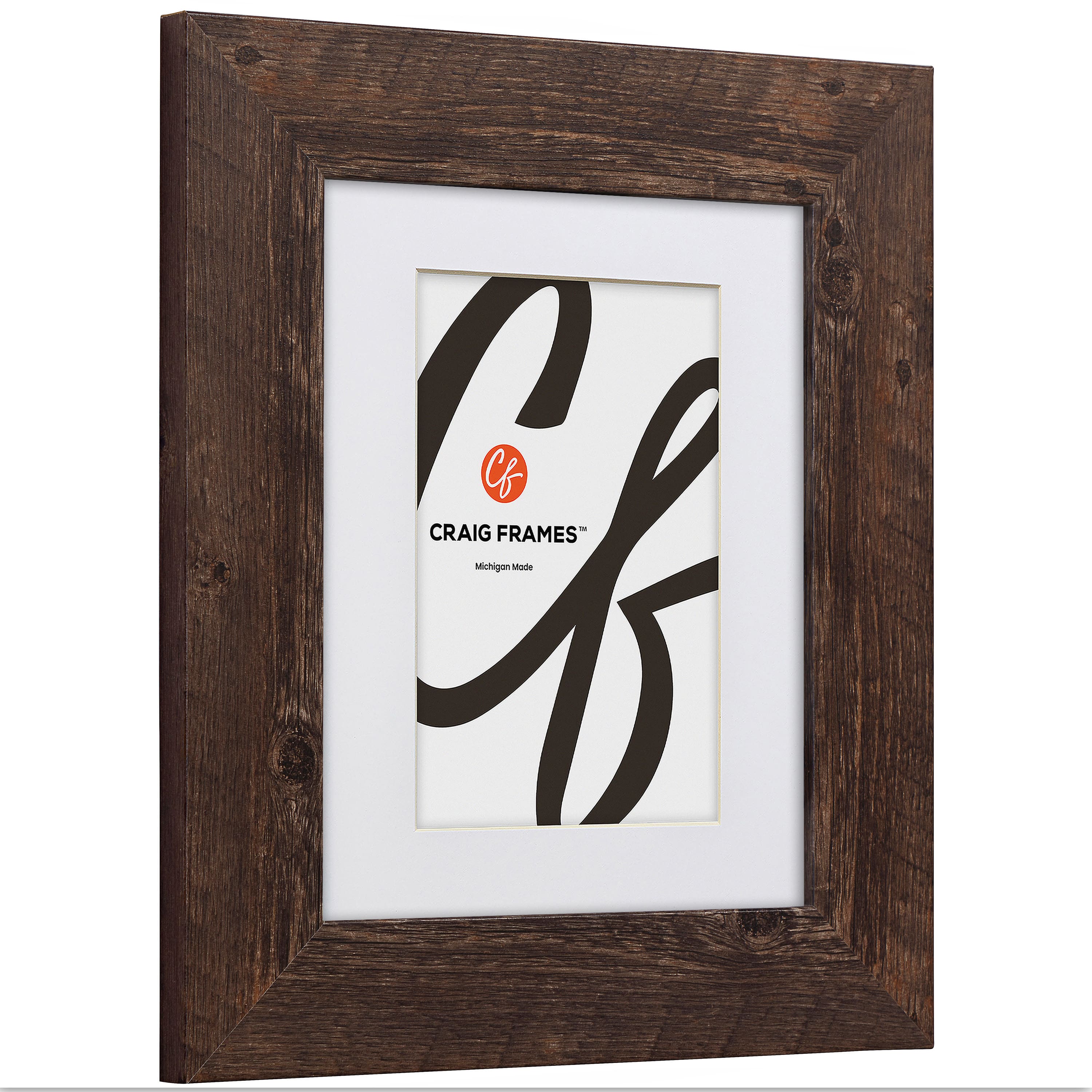 Craig Frames 4 Pack: American Barn Brown Oak Picture Frame with Mat