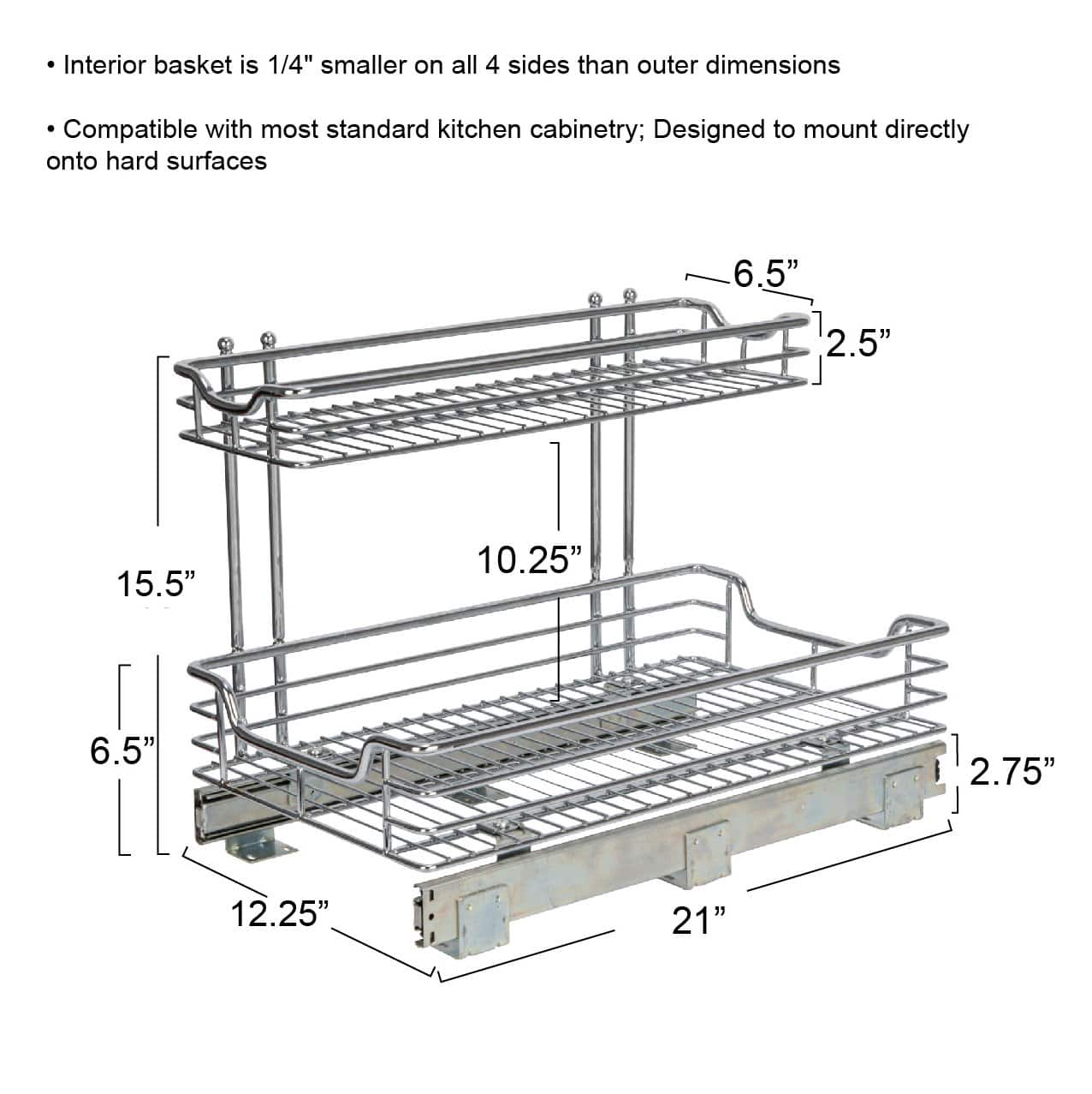 Household Essentials Glidez Chrome 2-Tier Cabinet Organizer