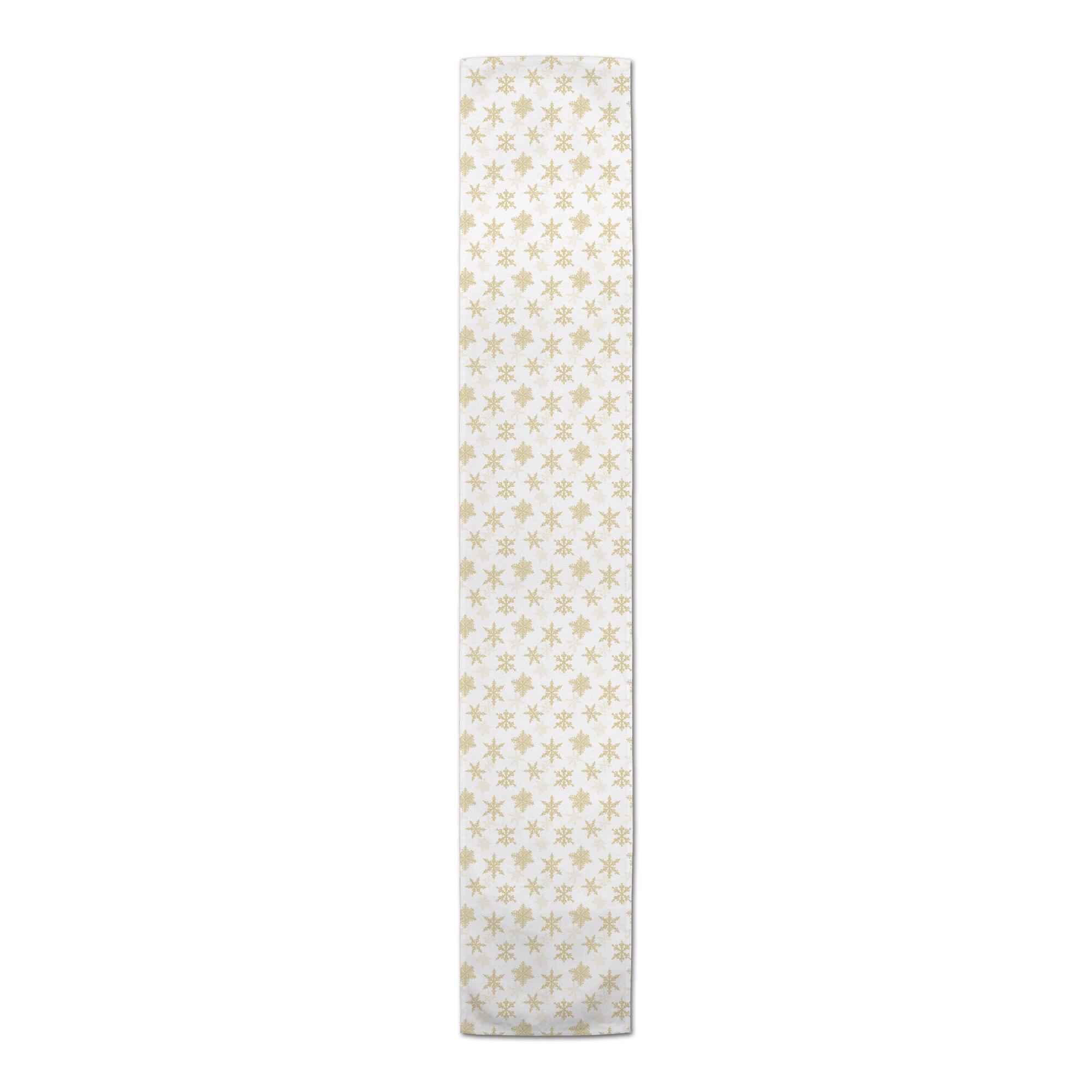 72" Cream Snowflakes Poly Twill Table Runner