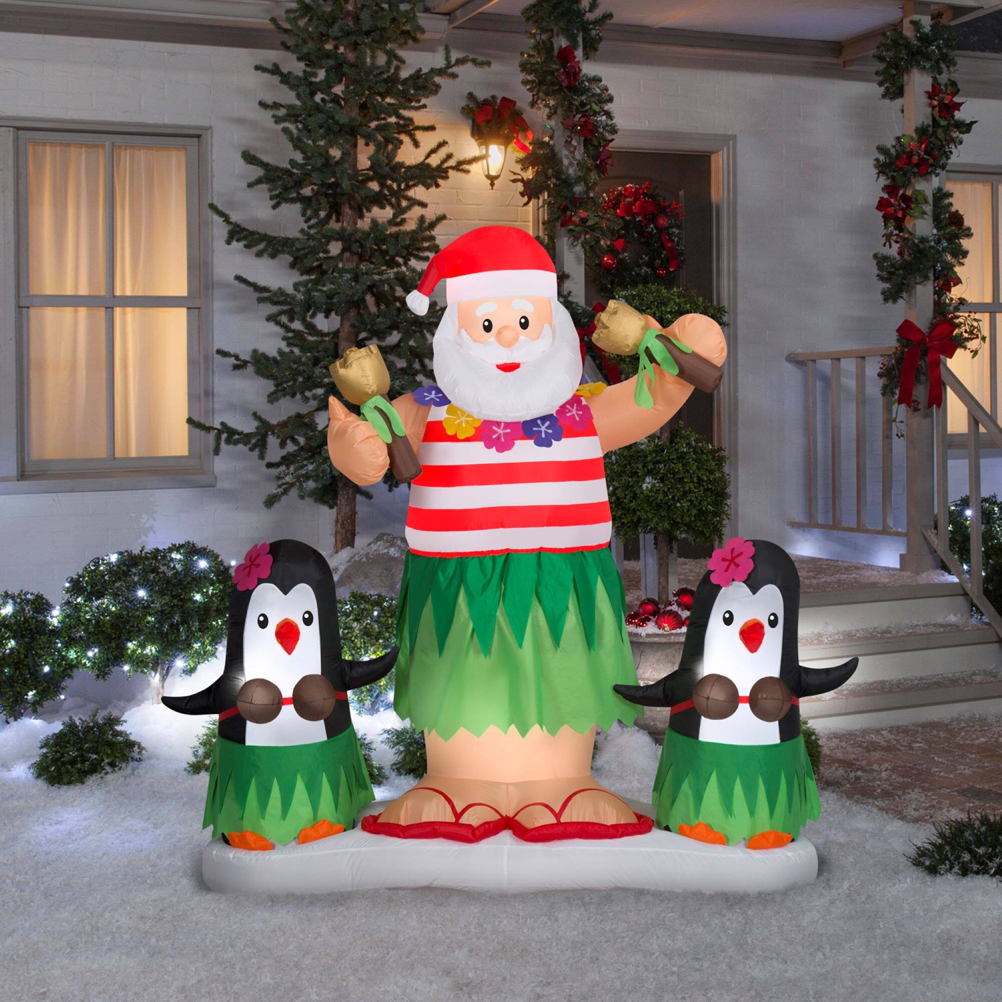 6ft. Airblown&#xAE; Animated Inflatable Hula Santa &#x26; Penguins