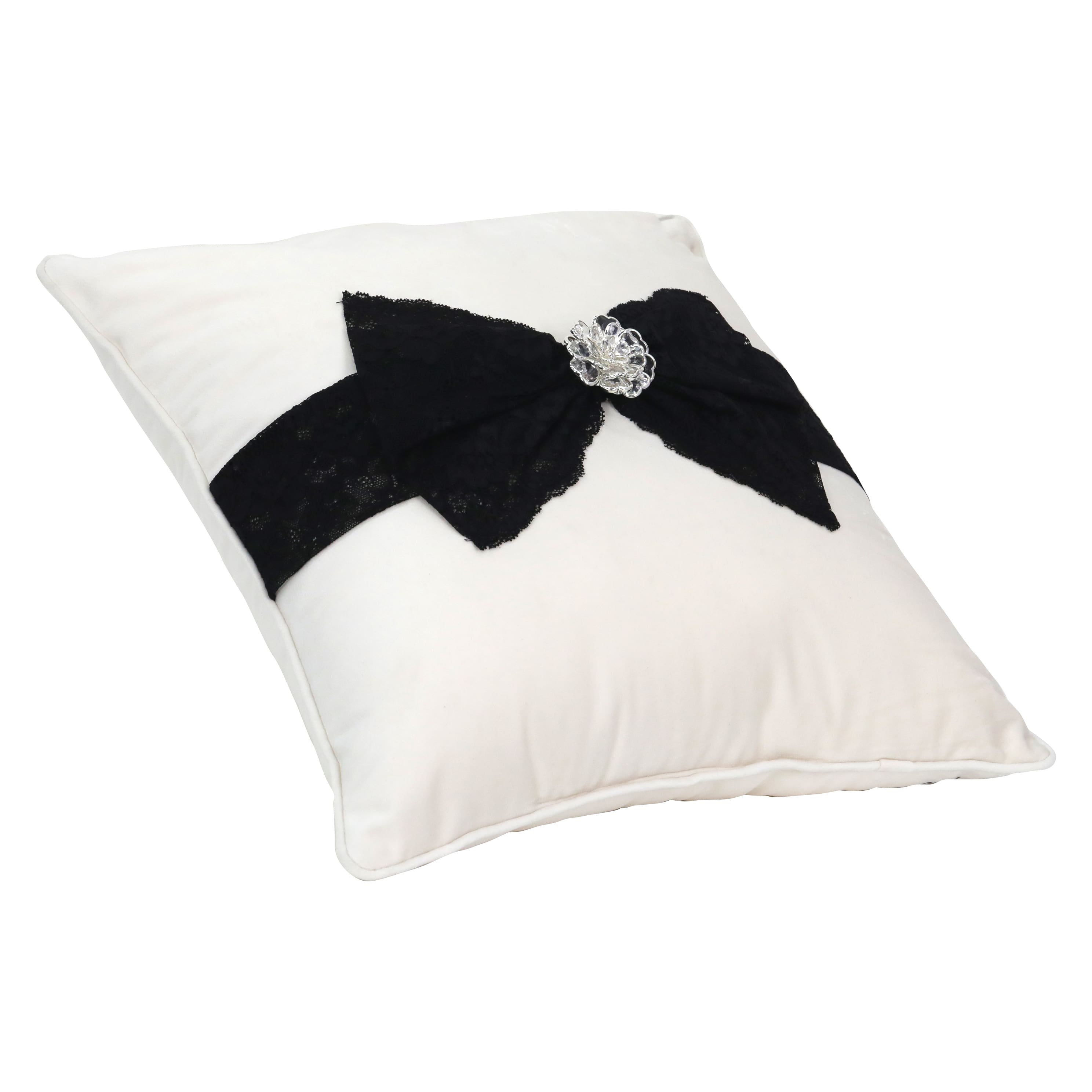 16&#x22; Black &#x26; White Large Bow Softline Throw Pillow by Ashland&#xAE;