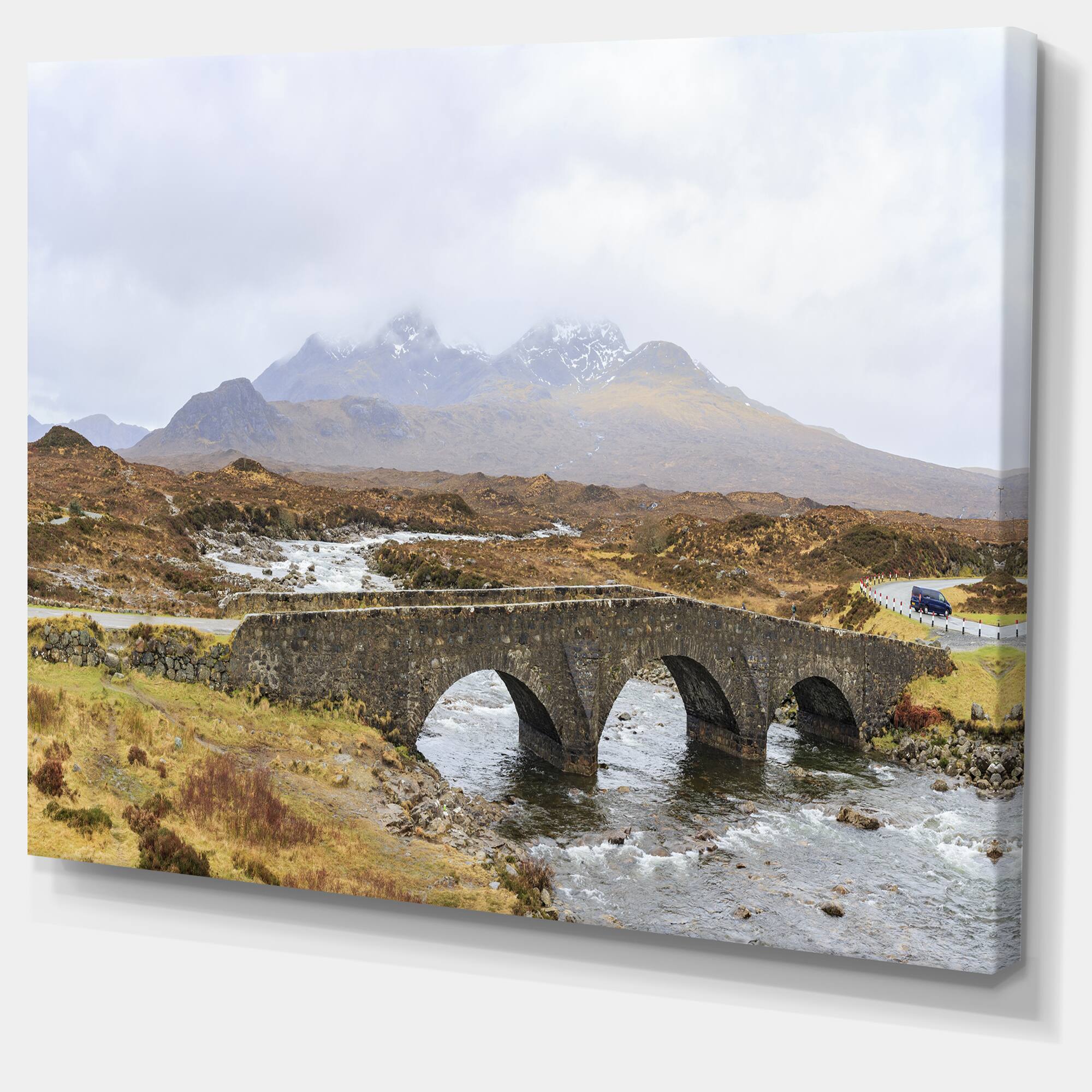 Designart - Sligachan Old Bridge Panorama - Landscape Artwork Canvas