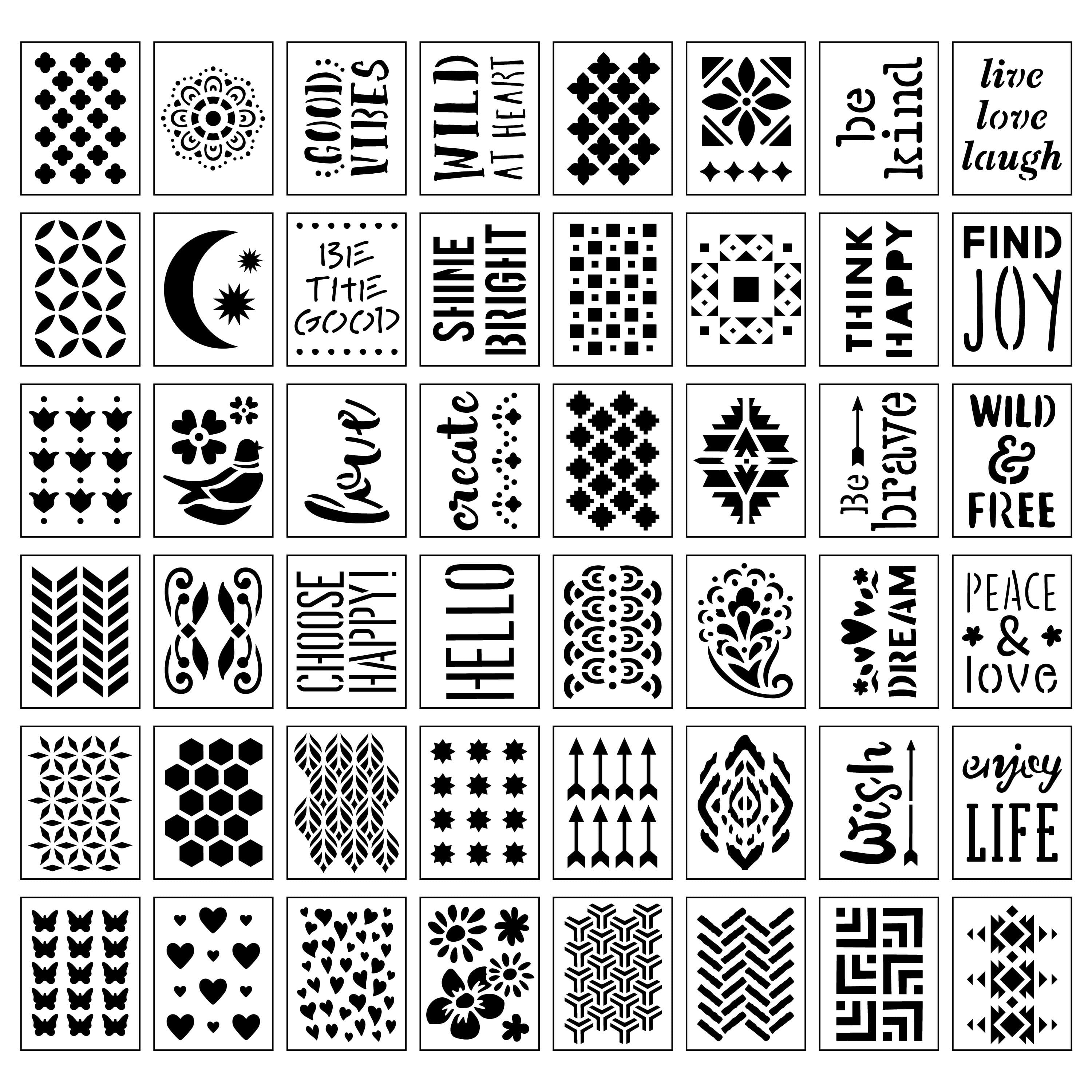 12 Pack: Patterns &#x26; Phrases Stencils by Craft Smart&#xAE;, 3.5&#x22; x 4.5&#x22;