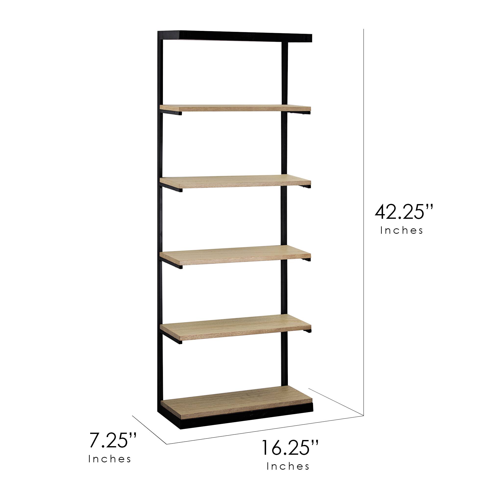 3.5ft. Wood &#x26; Metal 6 Tier Wall Mounted Shelving Unit