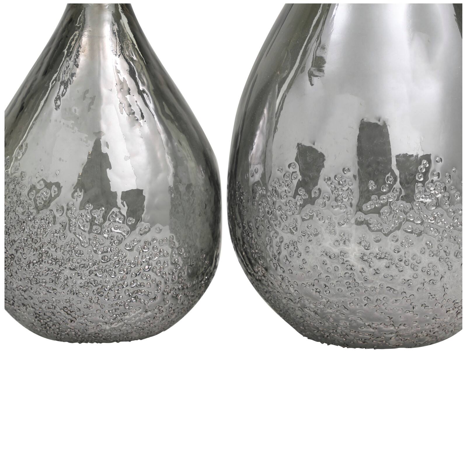 Gray Glass Textured Teardrop Vase Set