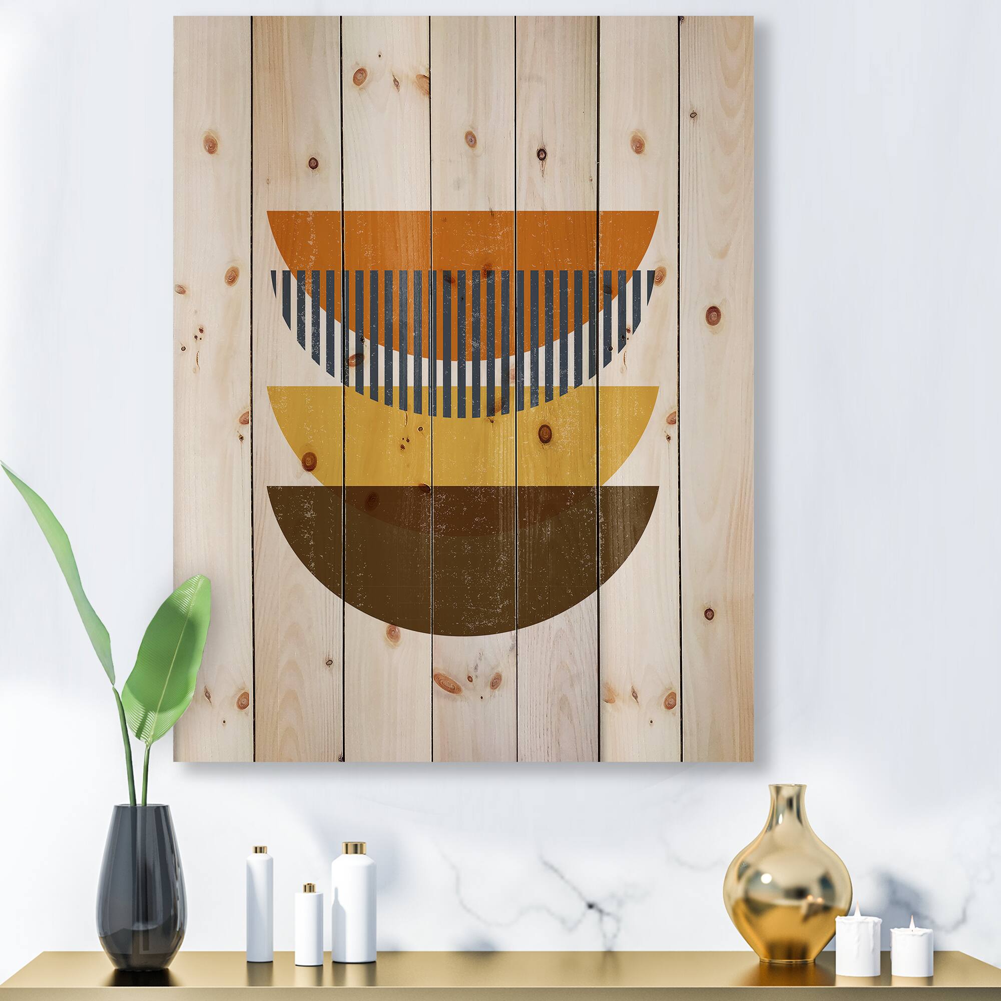 Designart - Abstract Geometric Moon In Earth Tones
