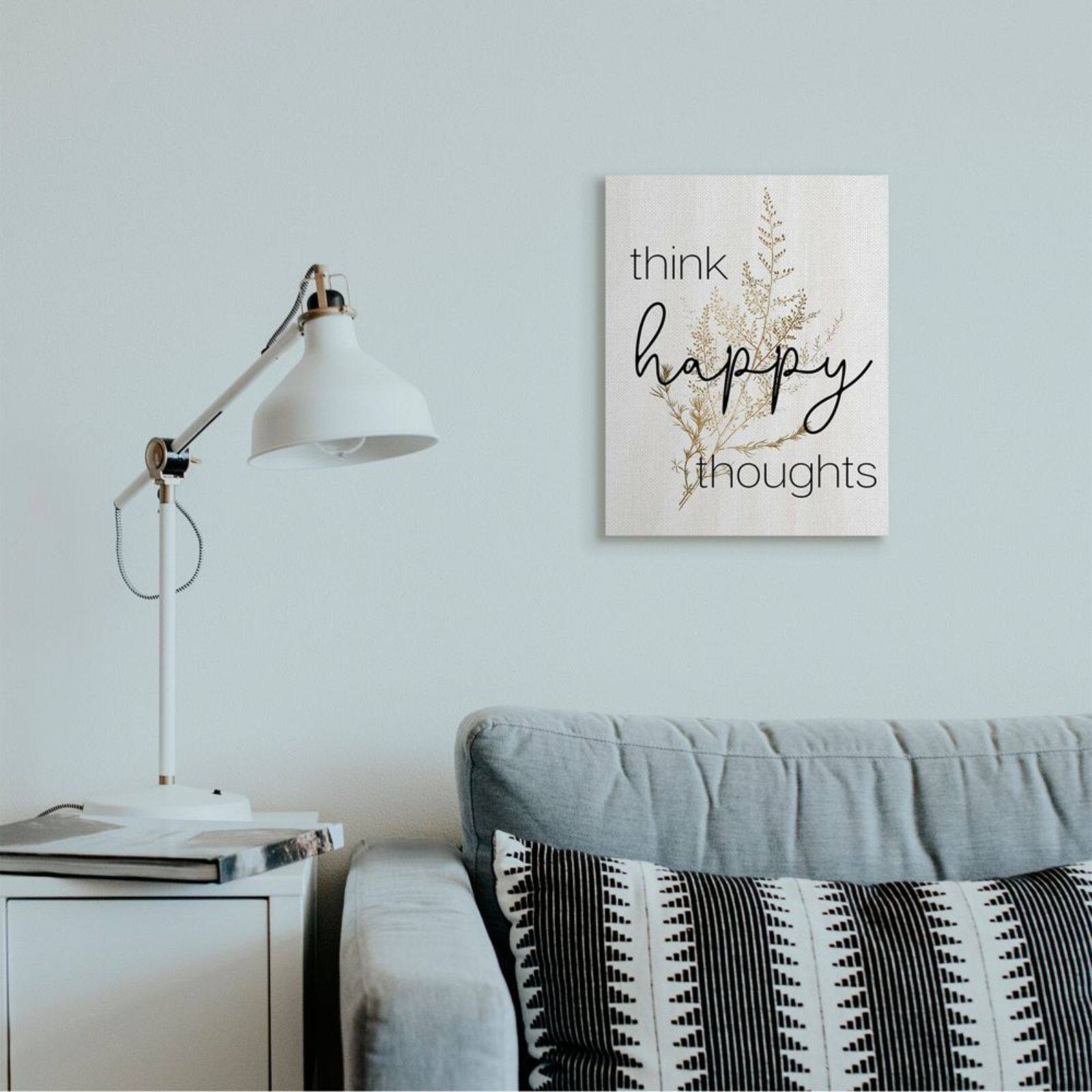 Stupell Industries Think Happy Thoughts Thistle Canvas Wall Art