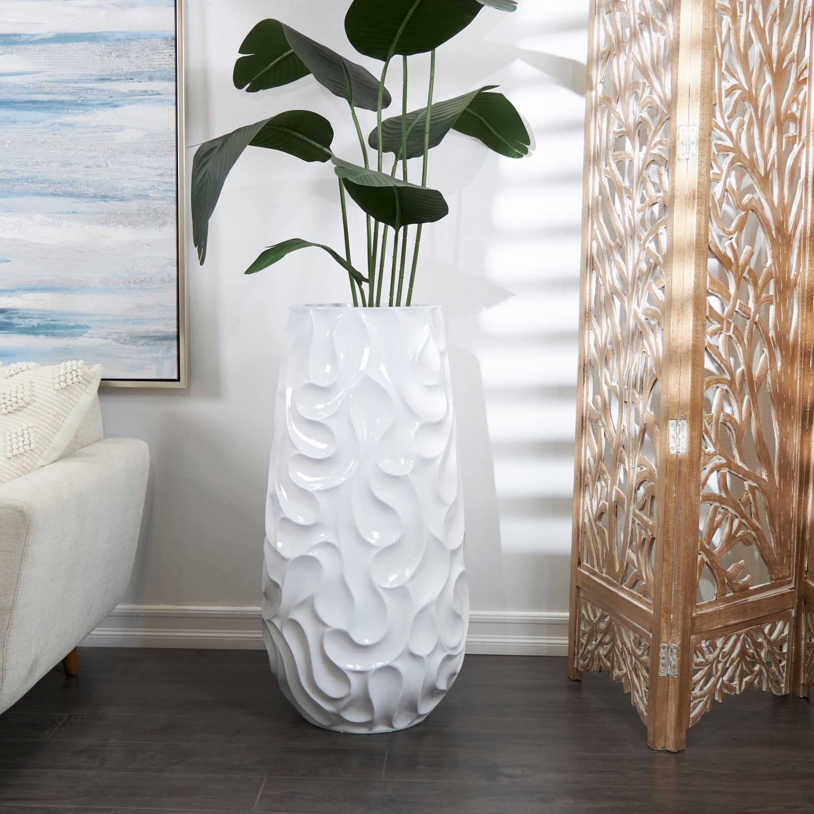 3ft. White Wave Textured Vase