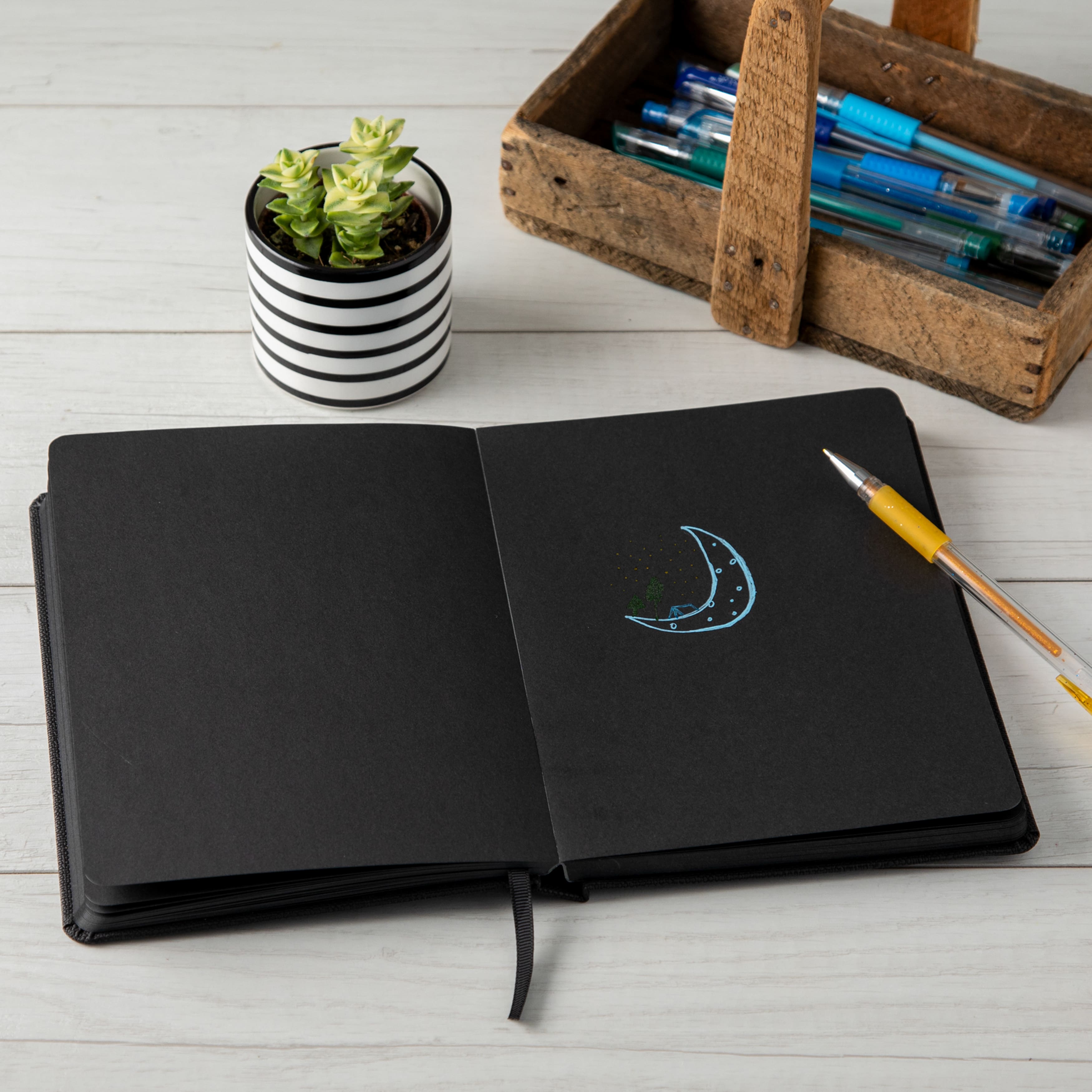 Studio Hardcover Black Paper Notebook With Sakura – The Stationers